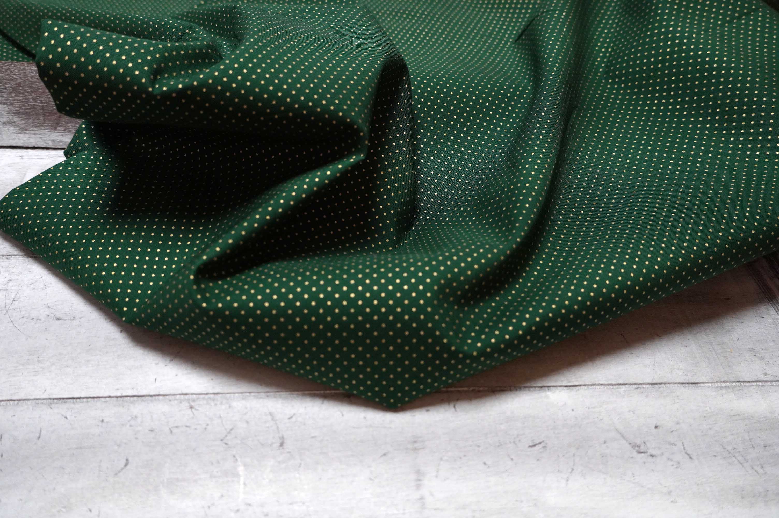 LÁTKA - VÁNOČNÍ - ZELENÁ + ZLATÝ PUNTÍK