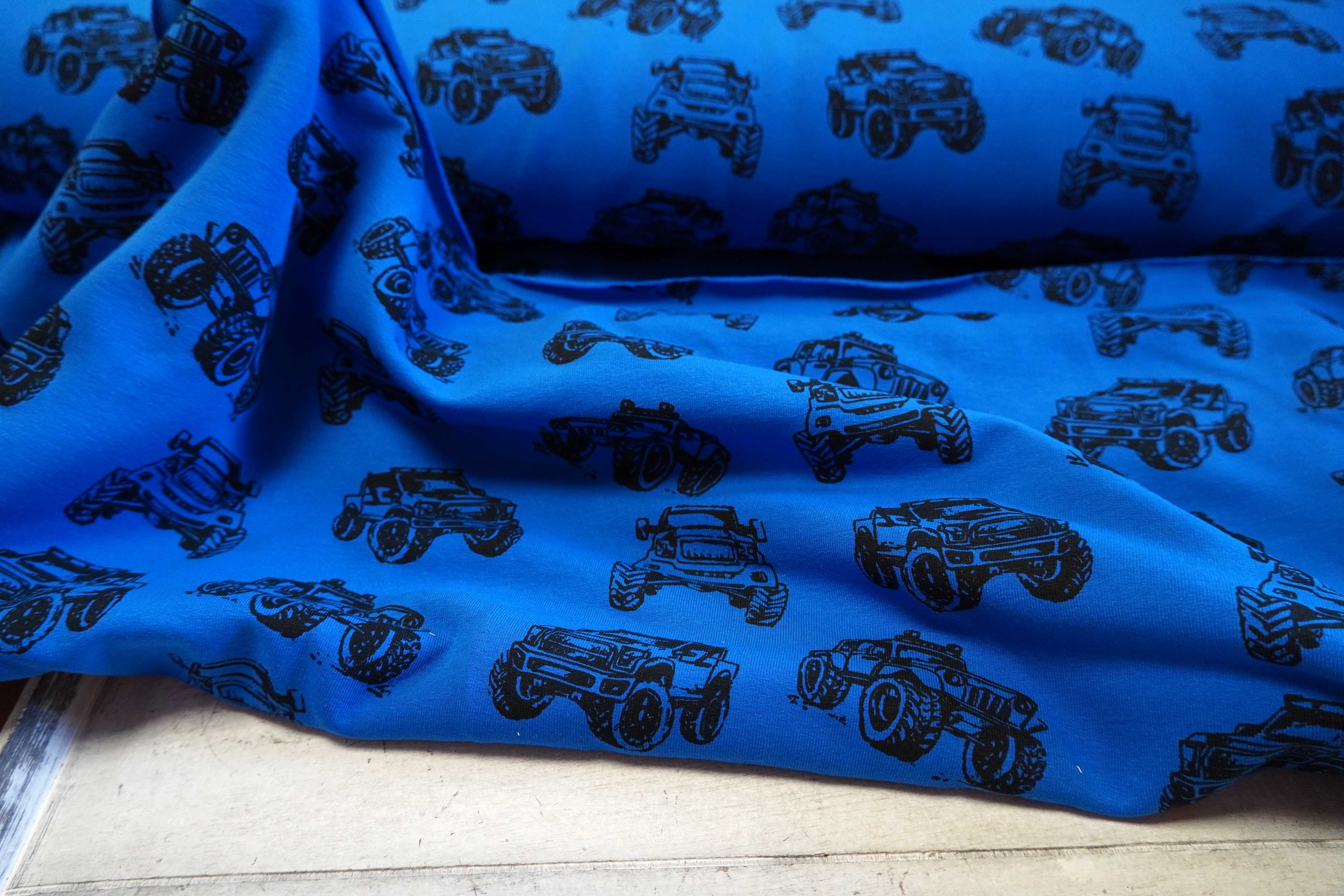 TEPLÁKOVINA - POČESANÁ - MODRÁ AUTA