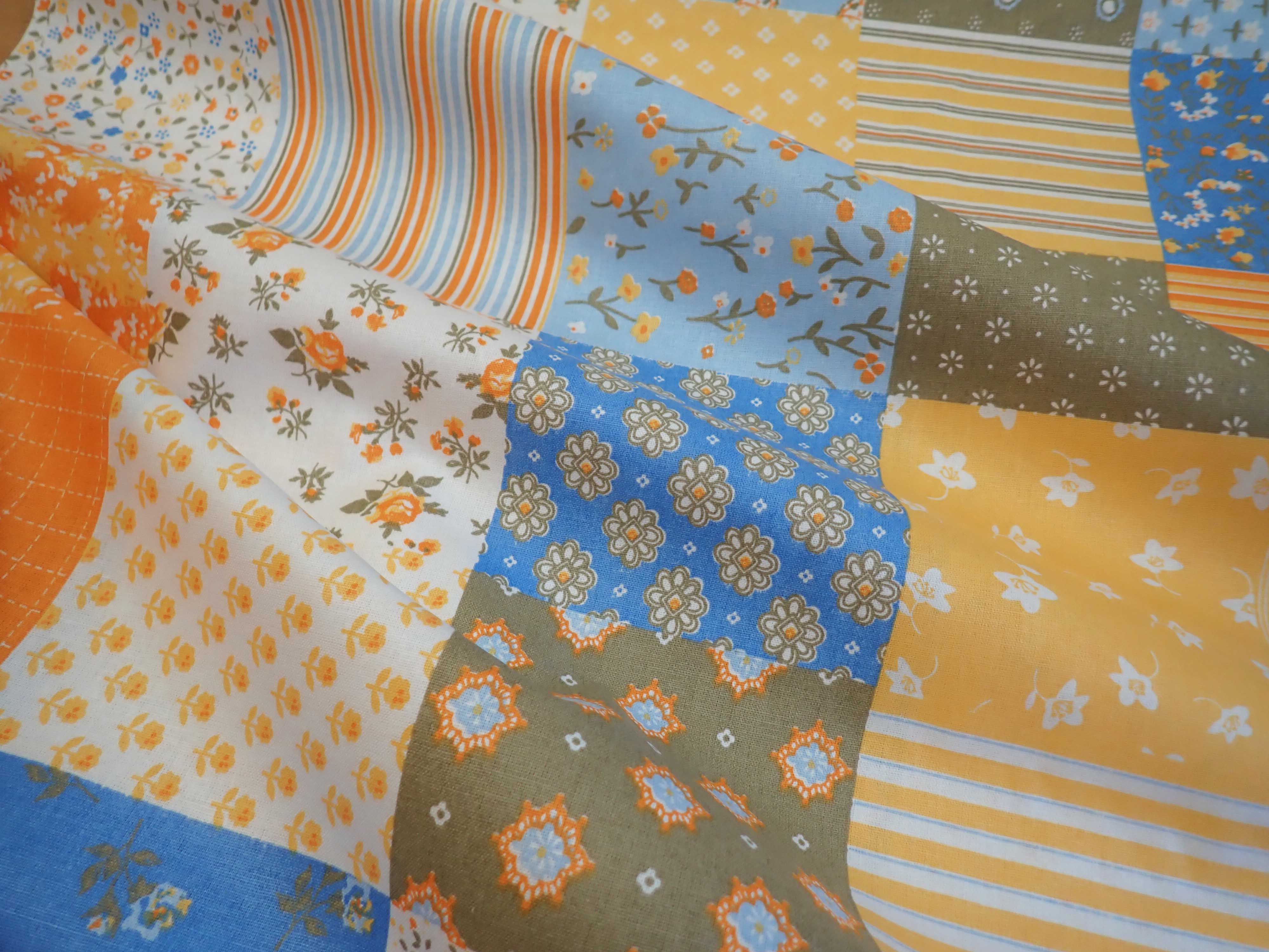 LÁTKA - PATCHWORK - ORANŽOVOMODRÝ