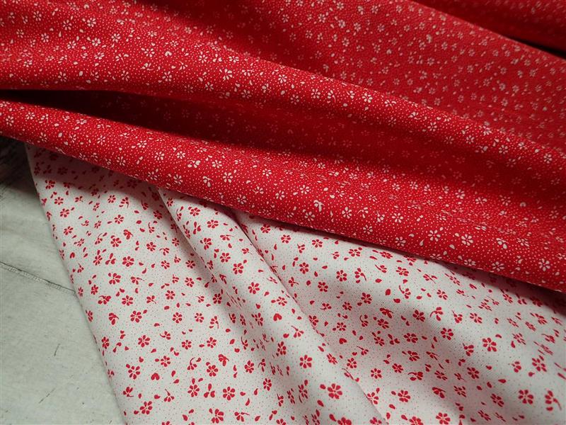 LÁTKA - BÍLÁ + ČERVENÉ KYTIČKY