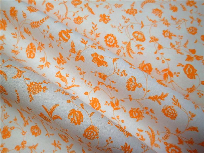 LÁTKA - BÍLÁ + ORANŽOVÉ KYTIČKY