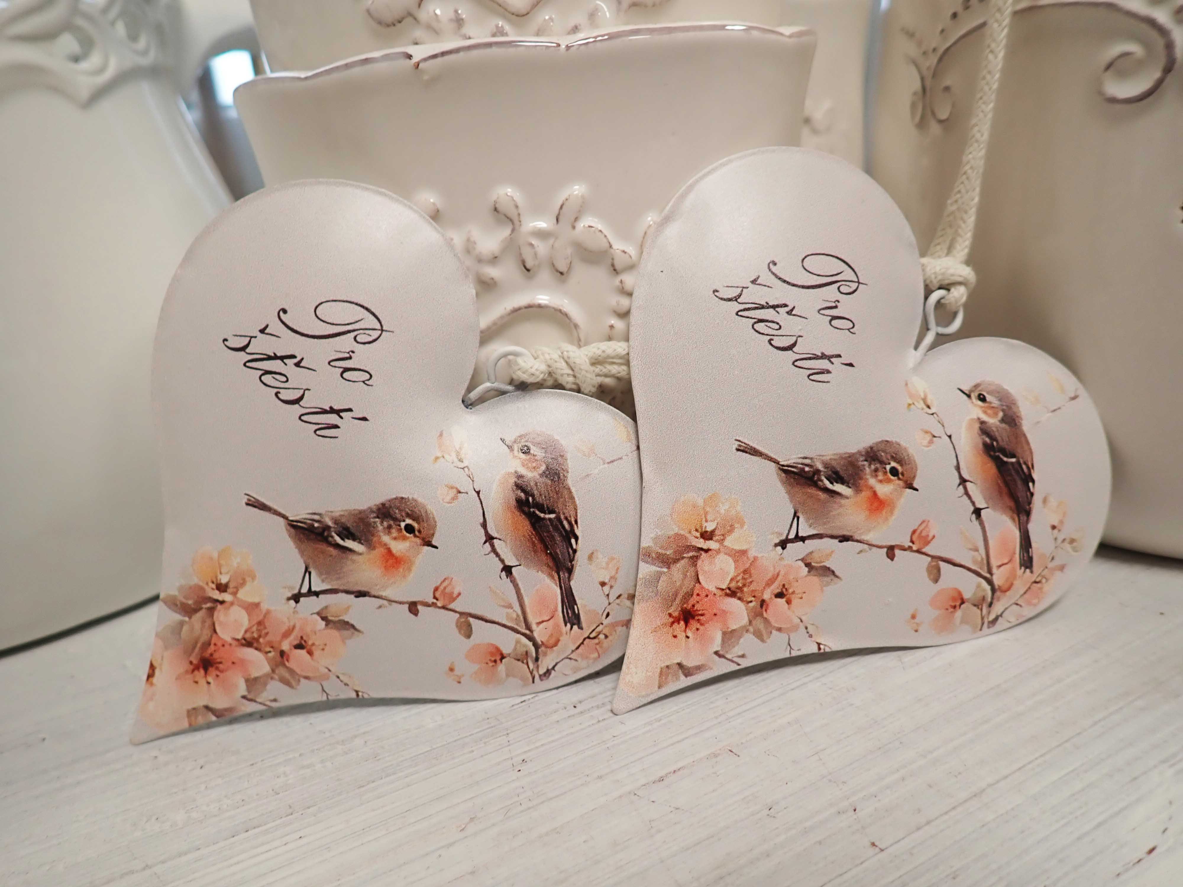 DEKORACE - PLECHOVÉ SRDÍČKO - PRO ŠTĚSTÍ