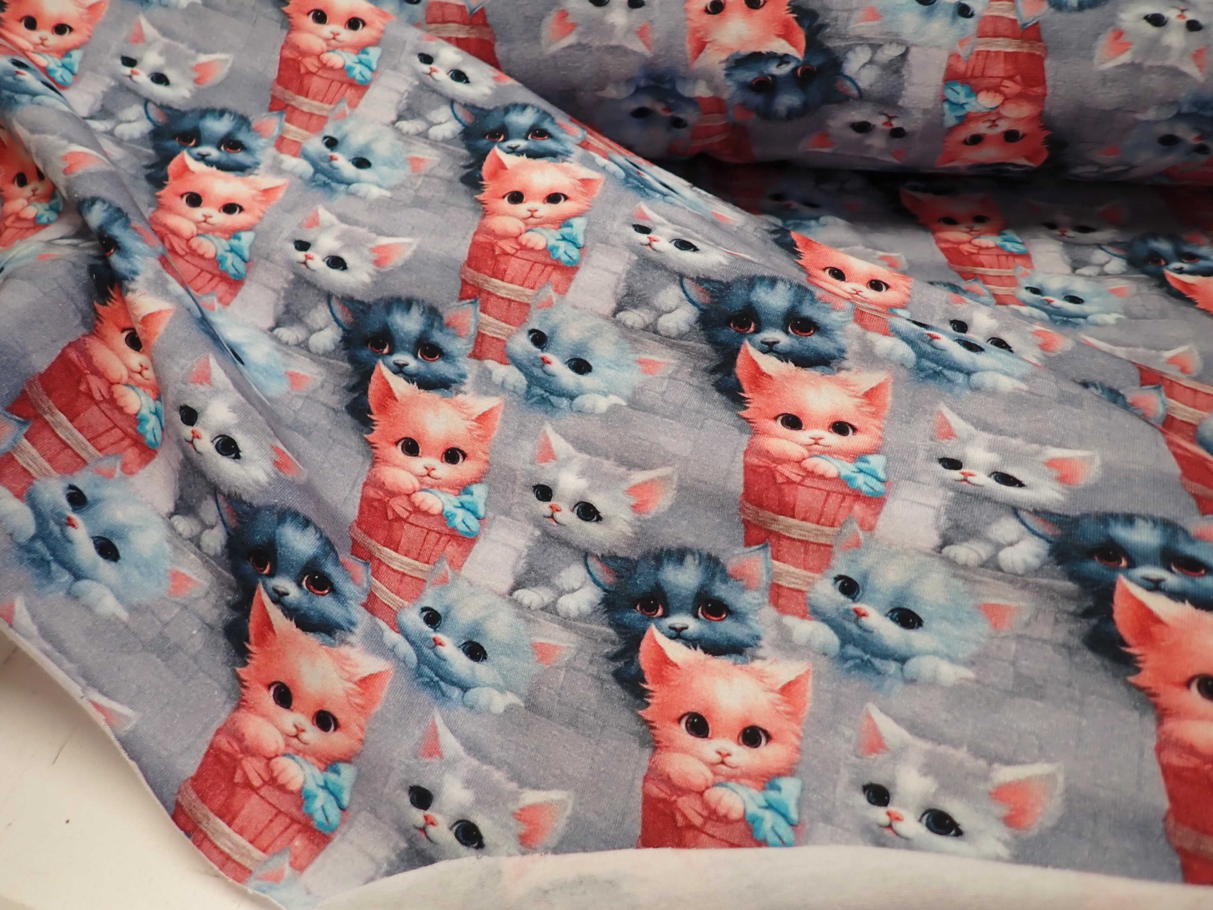 PLETENINA - JERSEY - FOTOTISK - KOČKY