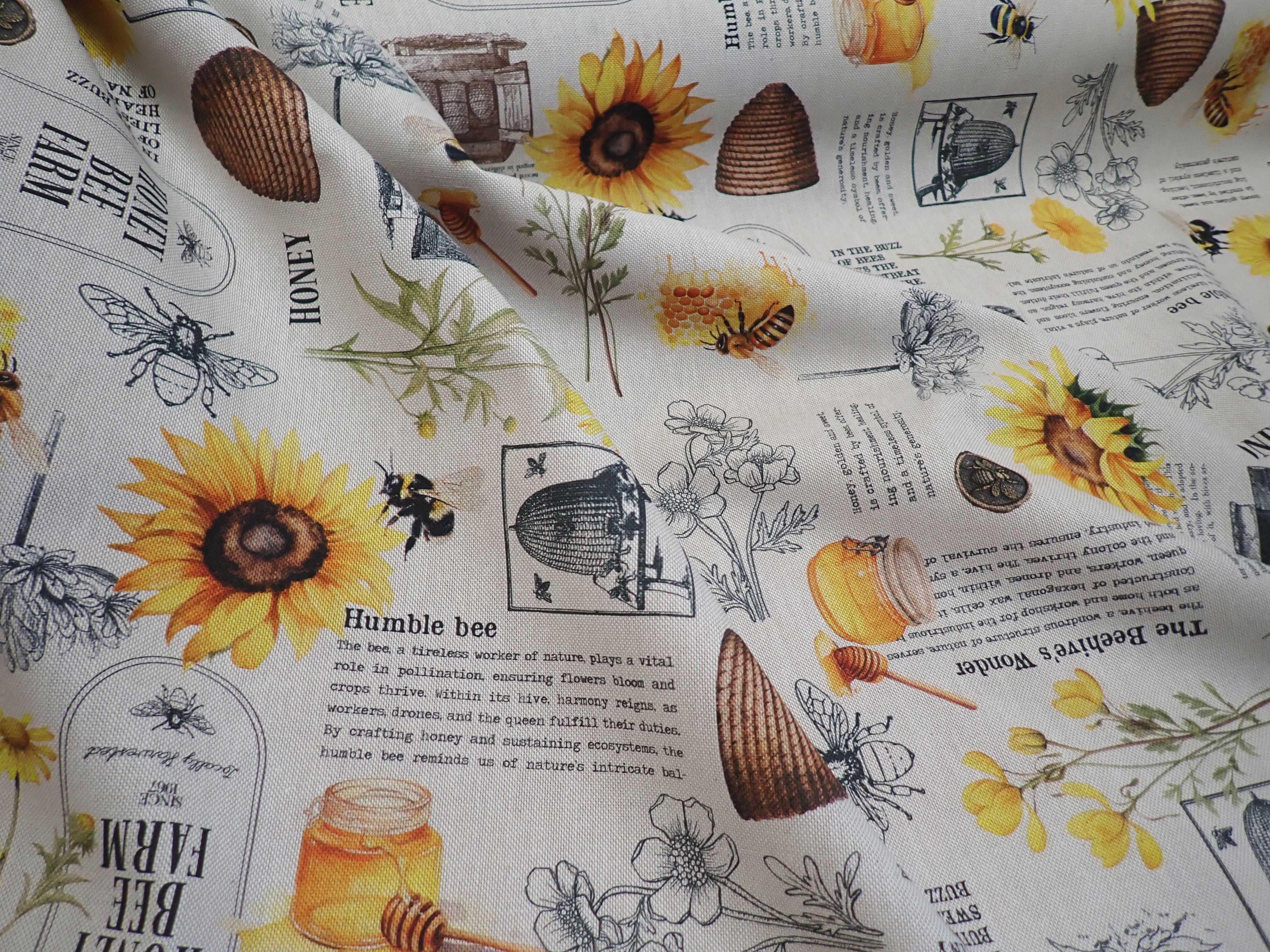 LÁTKA - REŽNÁ - FOTOTISK - VČELIČKY + SLUNEČNICE