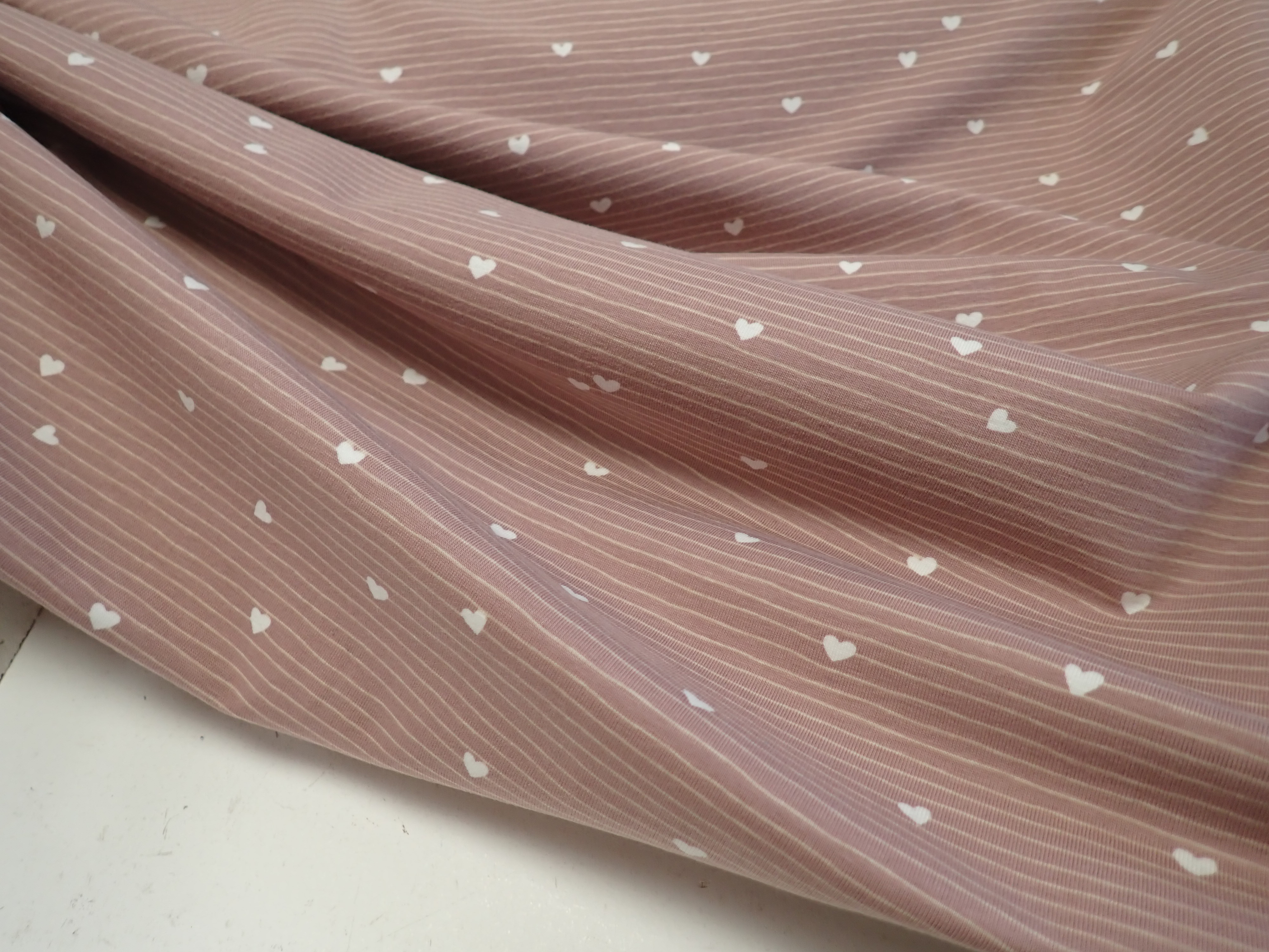 PLETENINA - JERSEY - STARORŮŽOVÁ + SRDÍČKA