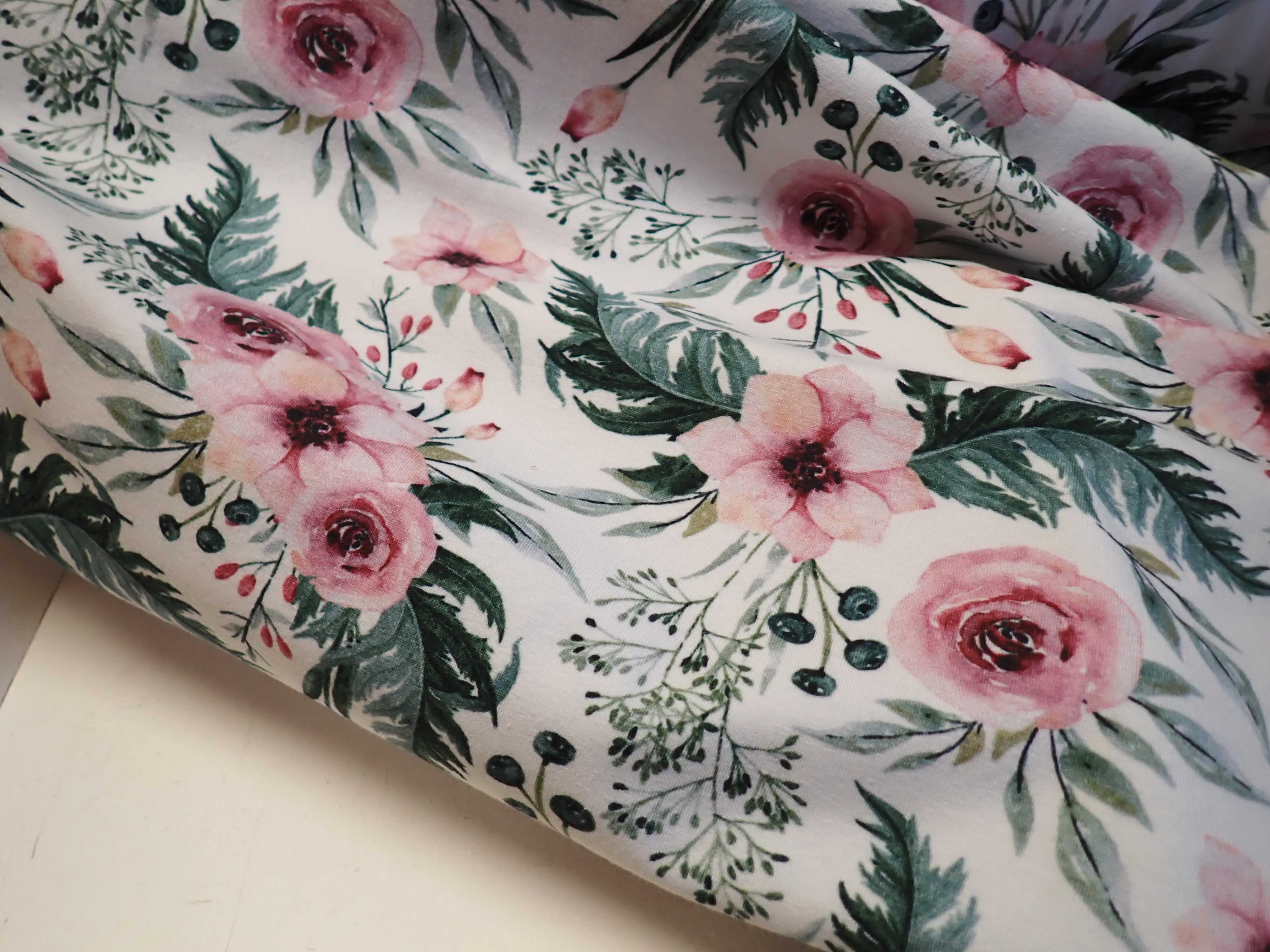 PLETENINA - JERSEY - KAPRADÍ + KVĚTY