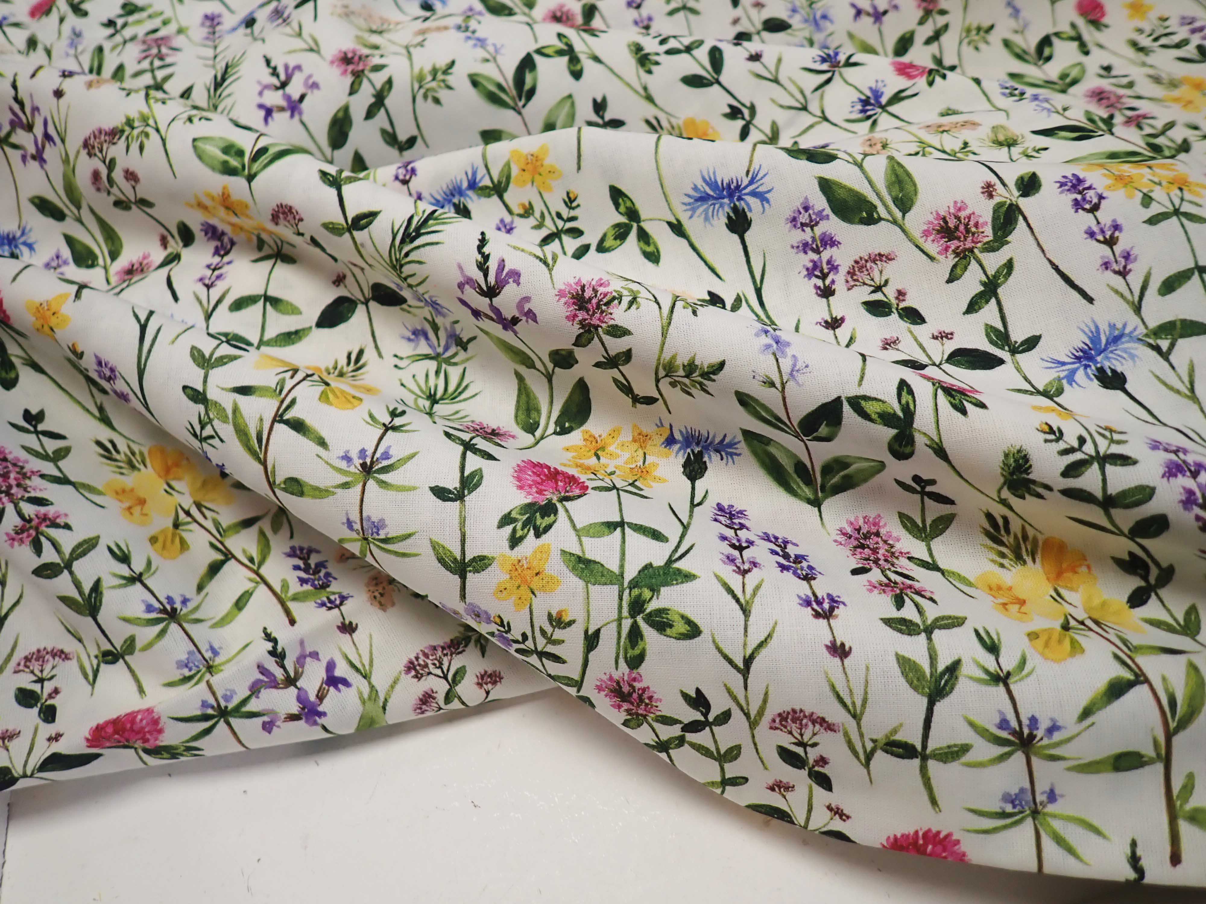 LÁTKA - POPELÍN - FOTOTISK - ROZKVETLÁ LOUKA