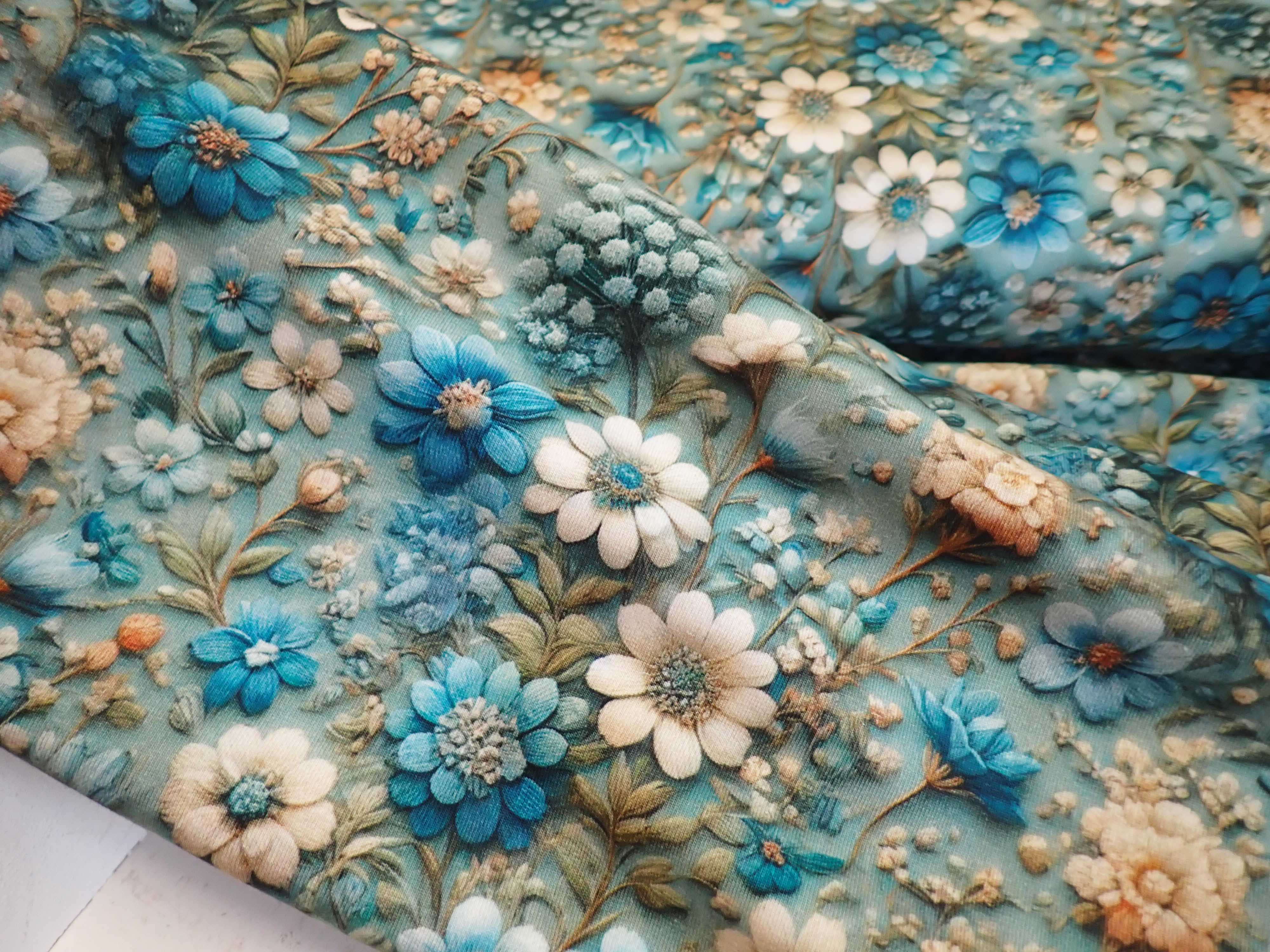 PLETENINA - JERSEY - FOTOTISK - KVĚTY