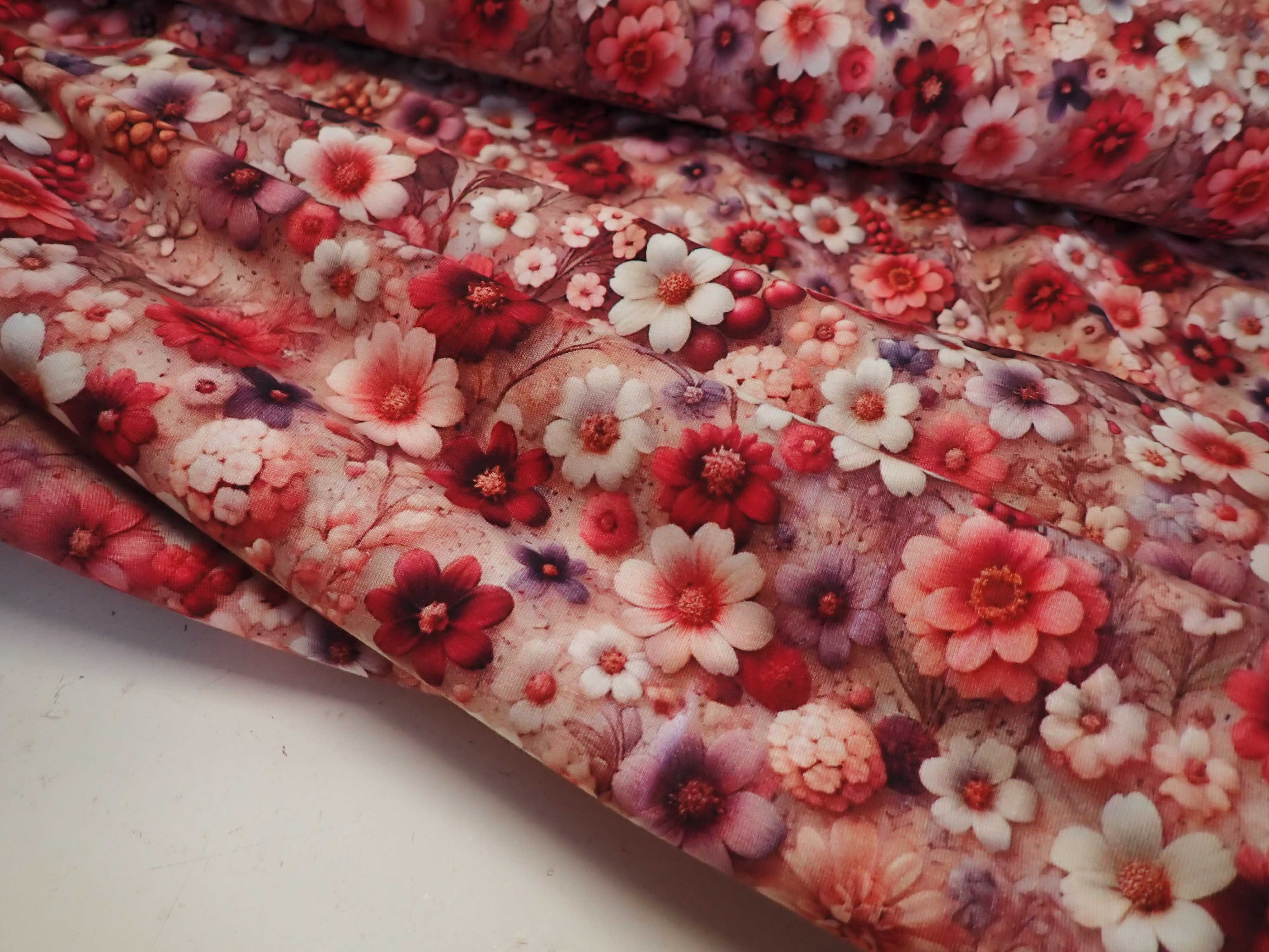 PLETENINA - JERSEY - FOTOTISK - KVĚTY