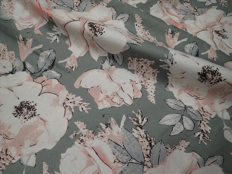 LÁTKA - ŠEDÁ + KVĚTY