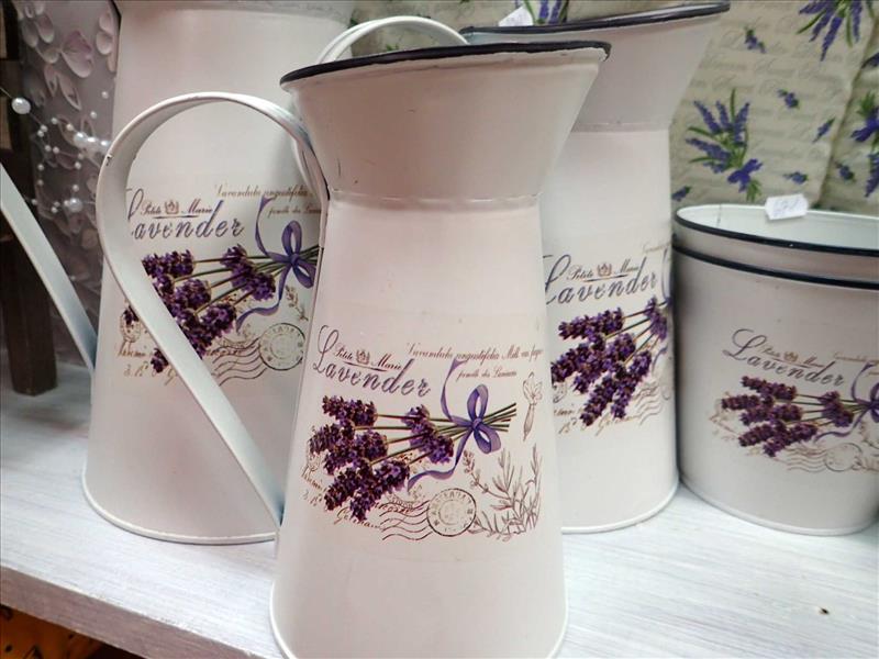 dekorace - PLECHOVÁ KONVIČKA - LEVANDULE - MALÁ