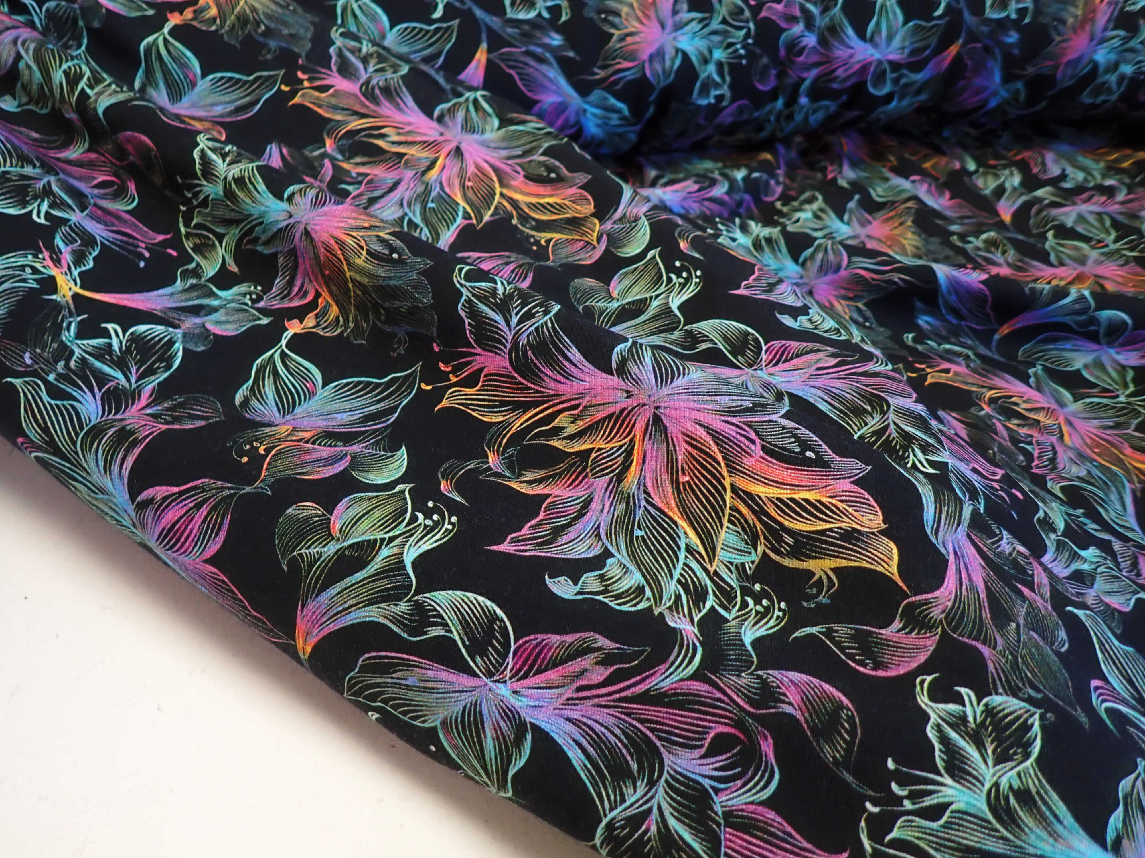 PLETENINA - JERSEY - FOTOTISK - KVĚTY