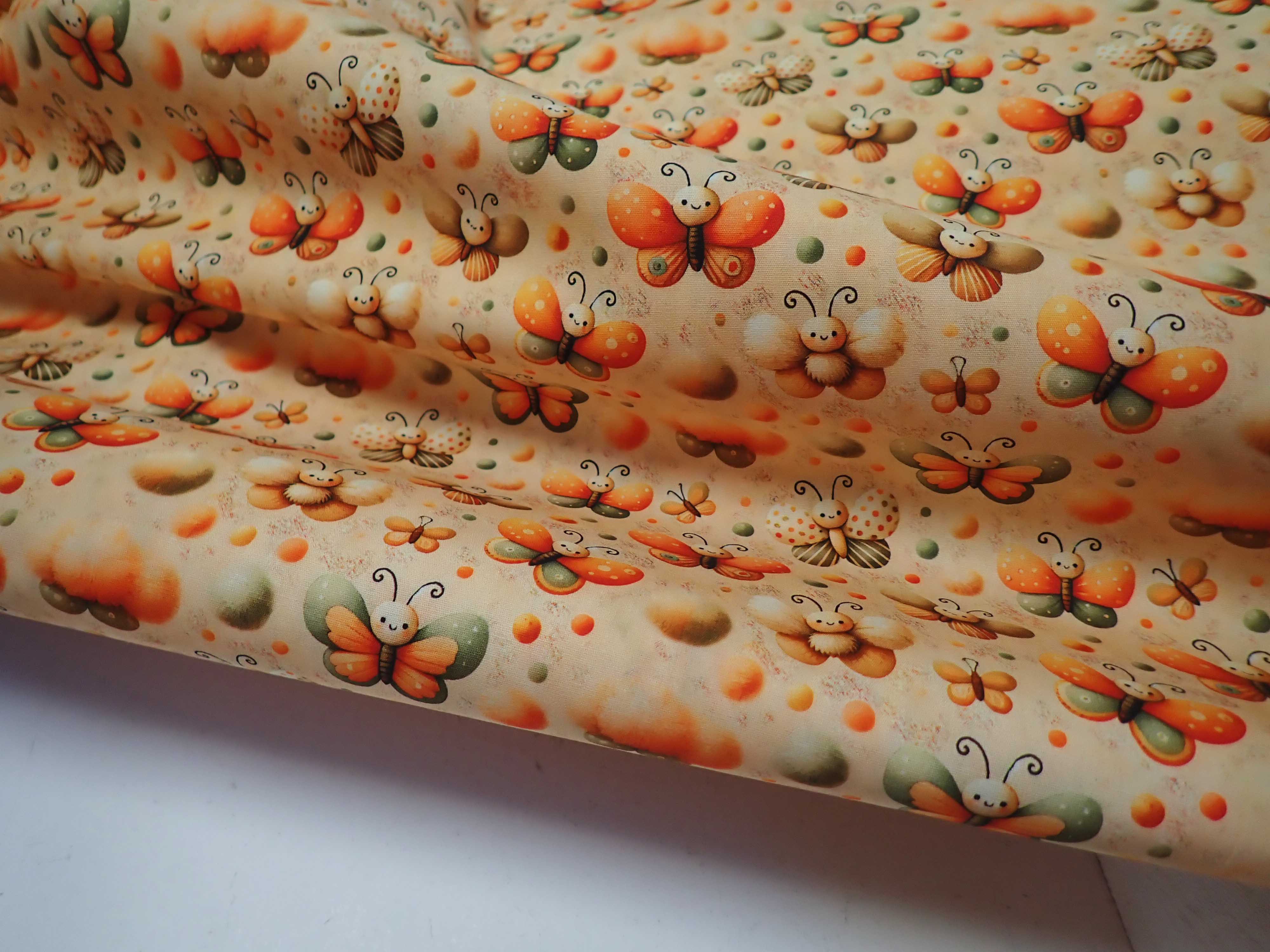 LÁTKA - POPELÍN - FOTOTISK - MOTÝLCI