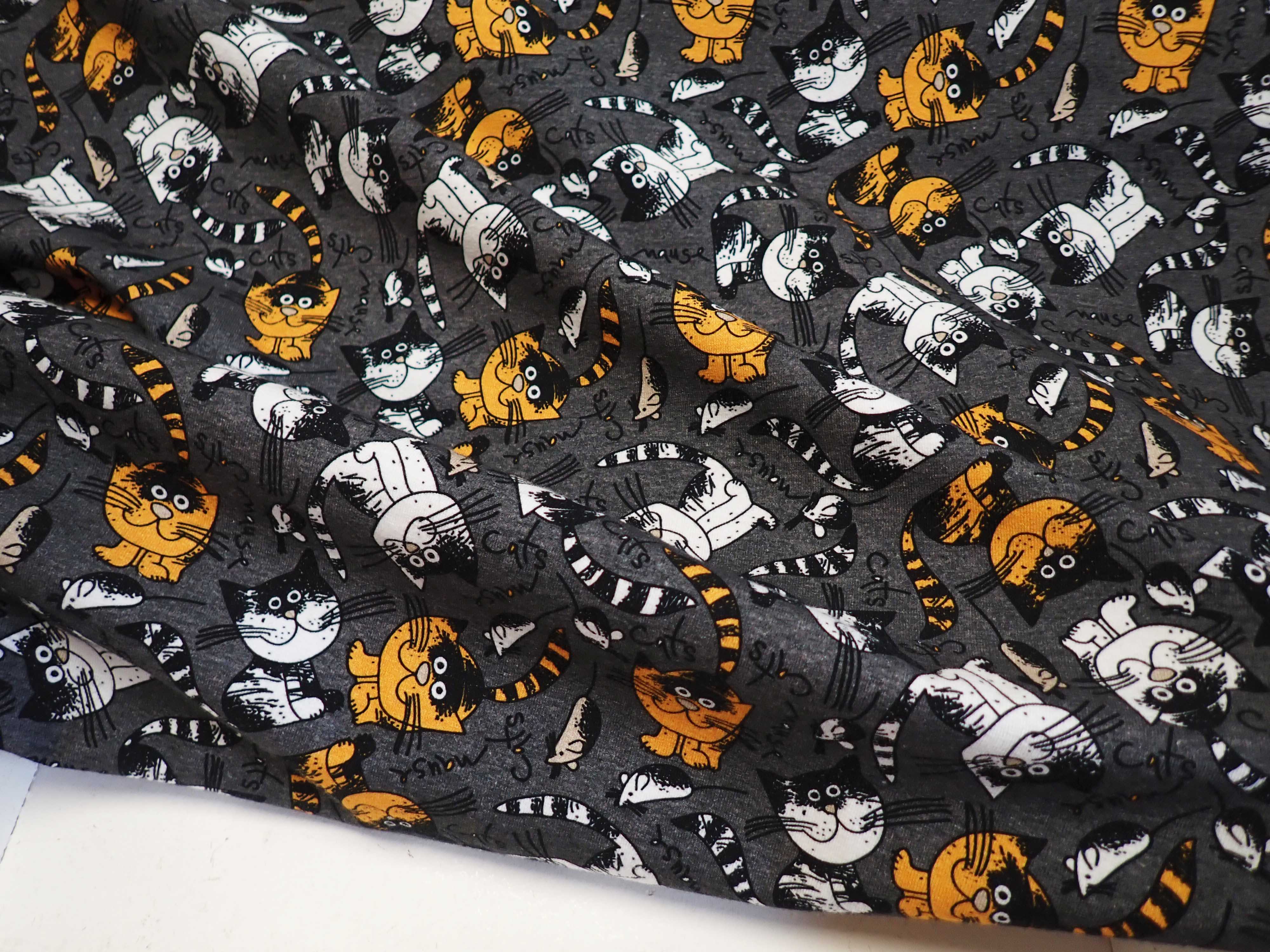 PLETENINA - JERSEY - FOTOTISK - KOČKY