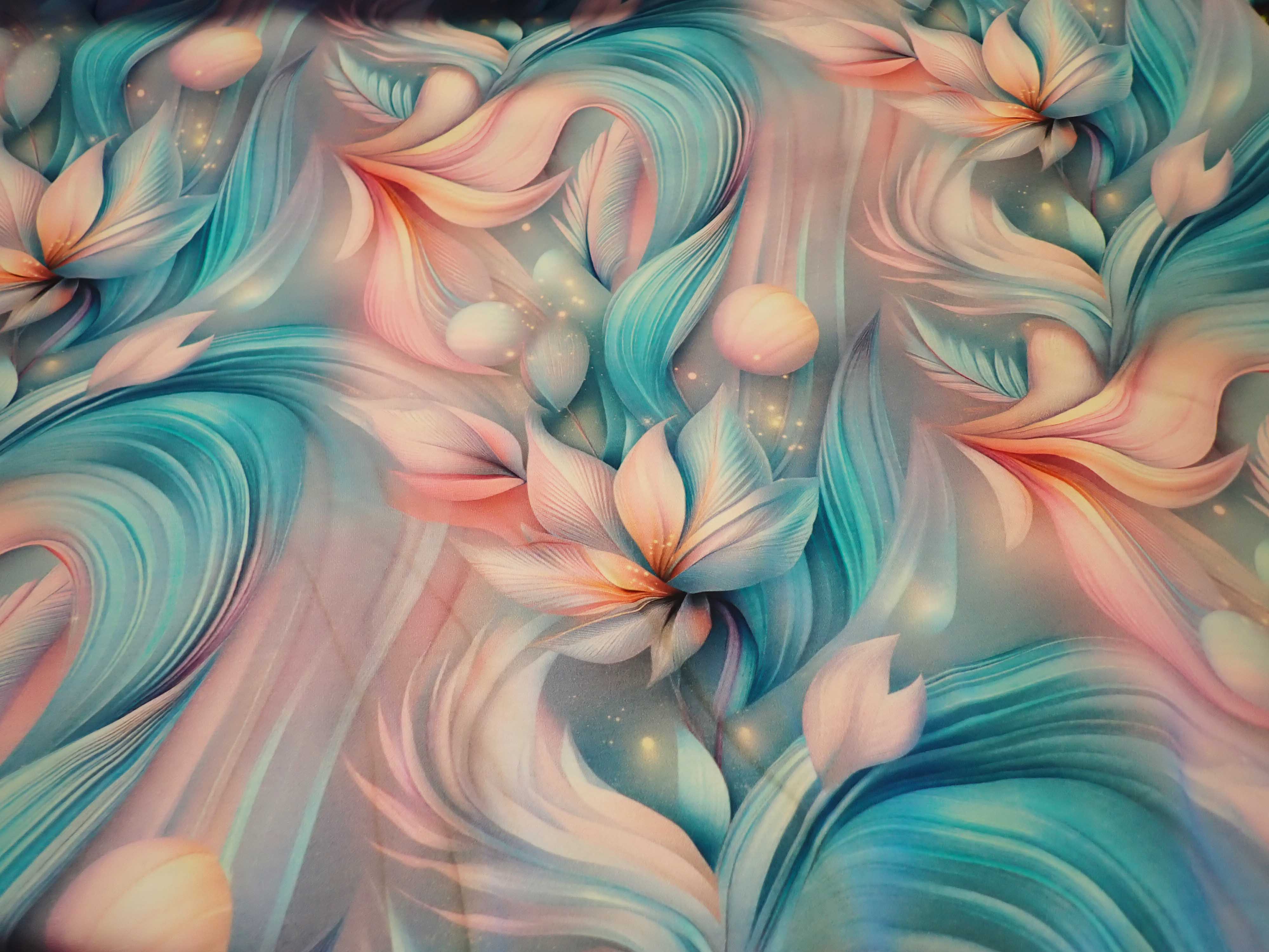 LÁTKA - TEPLÁKOVINA - FOTOTISK - MODRÁ + RŮŽOVÁ