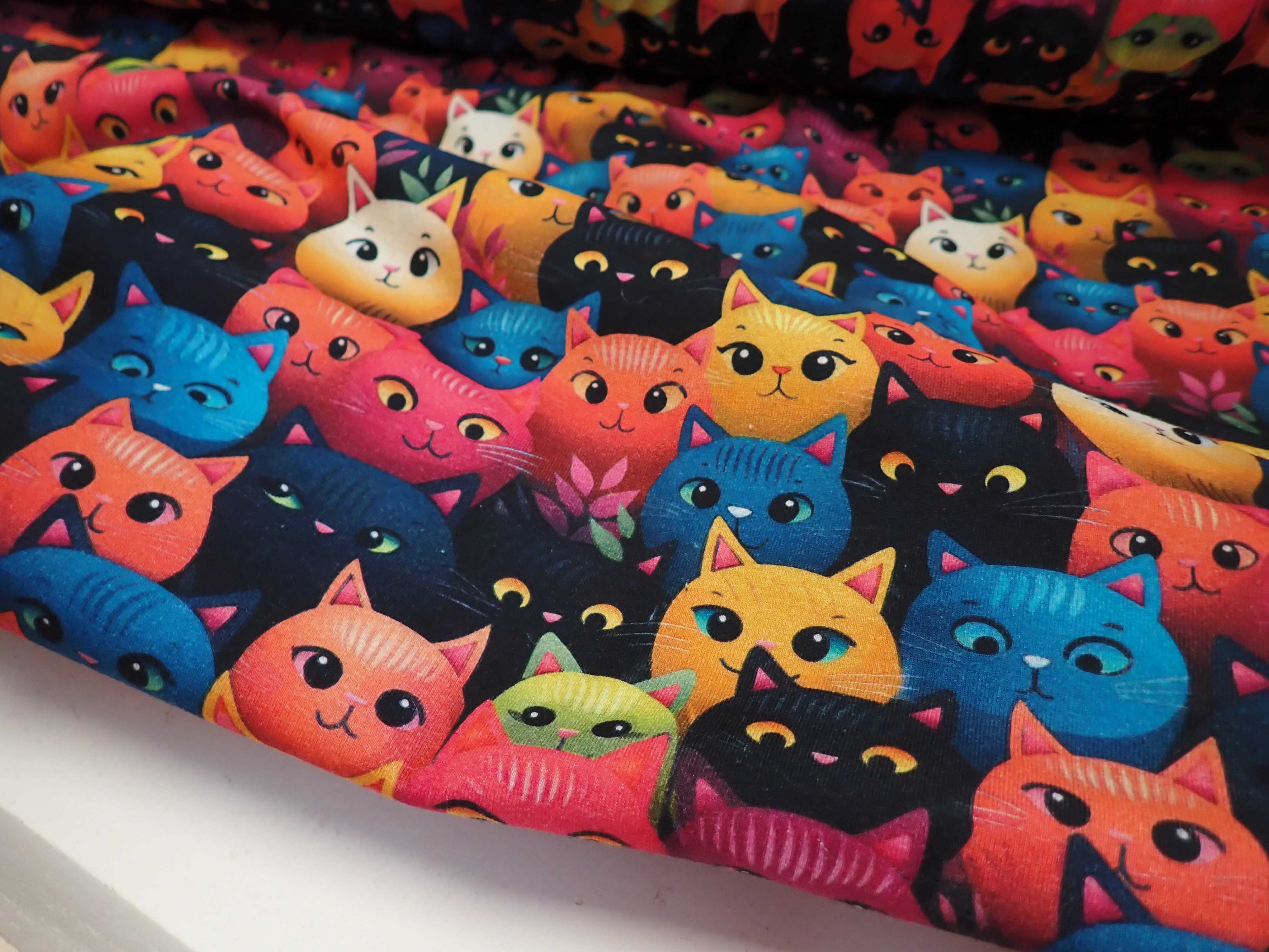 PLETENINA - JERSEY - FOTOTISK - KOČKY