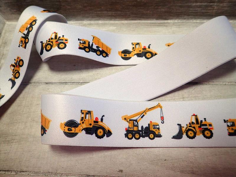 GUMA  - PRUŽENKA - BÍLÁ + BAGRY - 40 MM