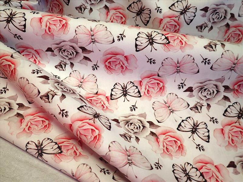 LÁTKA - POPELÍN - MOTÝLCI + RŮŽIČKY