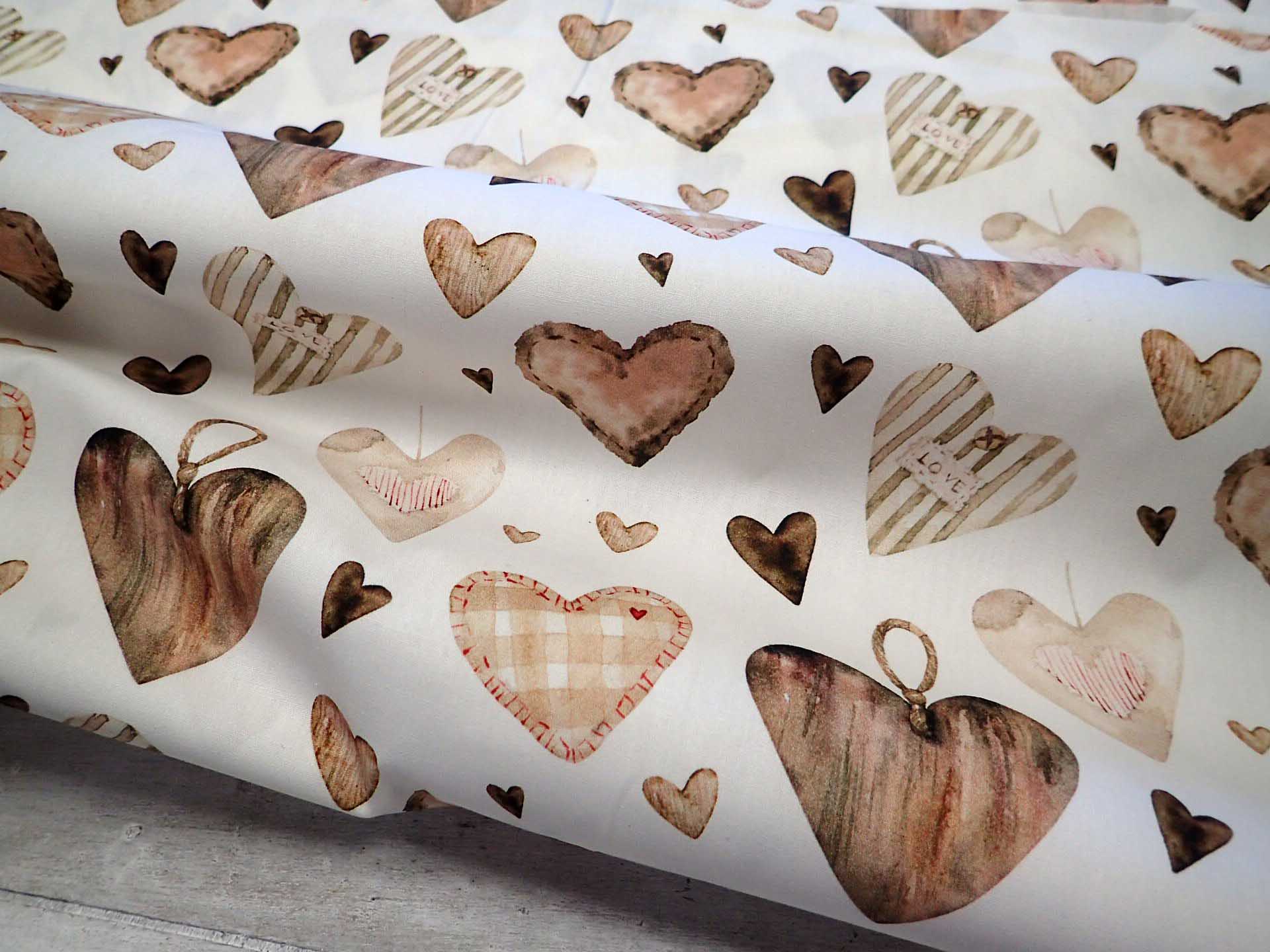 LÁTKA - POPELÍN - FOTOTISK - SRDÍČKA