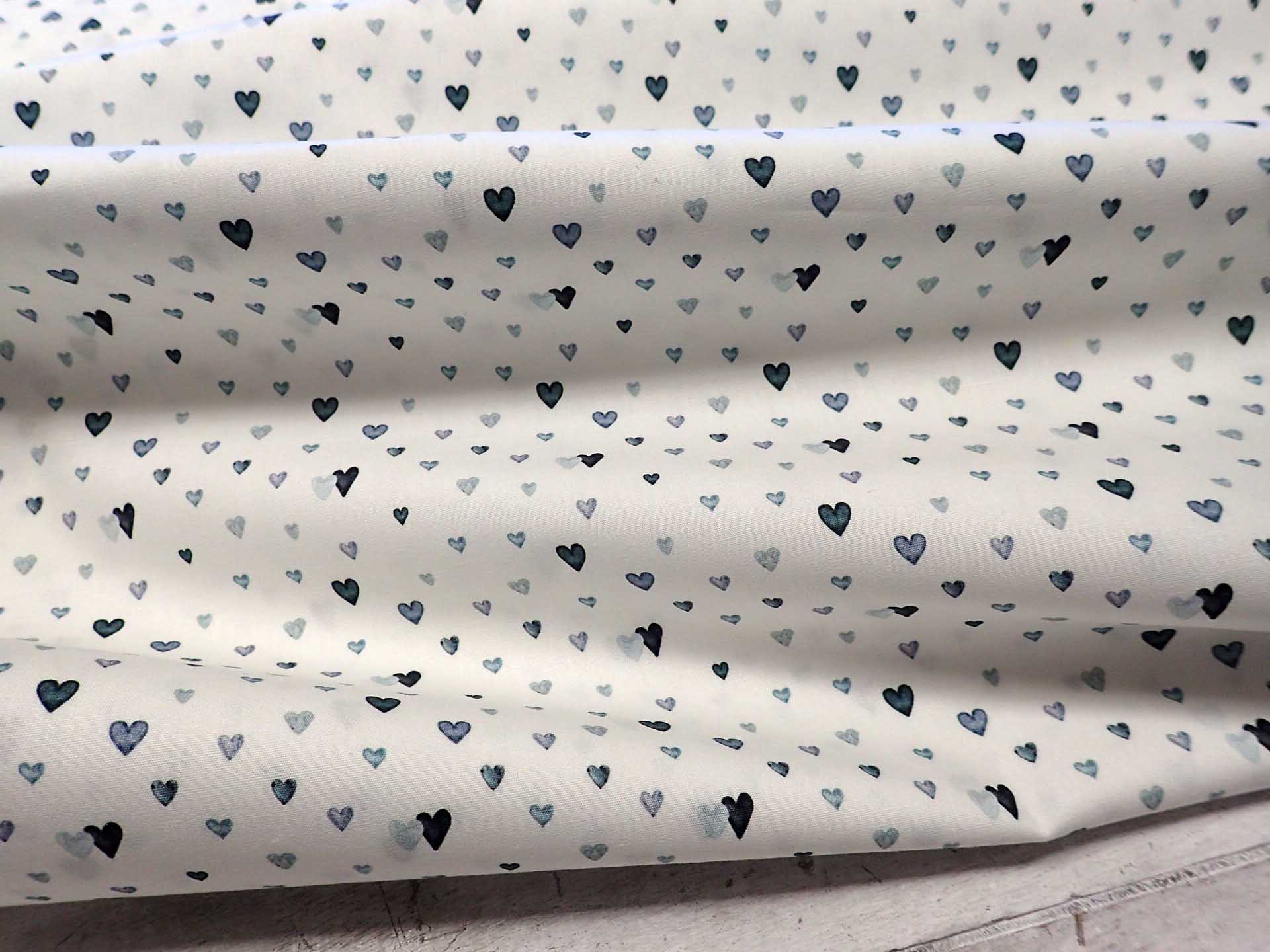 LÁTKA - POPELÍN - FOTOTISK - SRDÍČKA