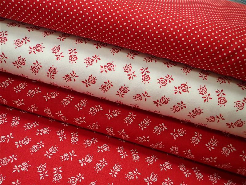 LÁTKA - KYTIČKY - BÍLÁ + ČERVENÉ RŮŽIČKY