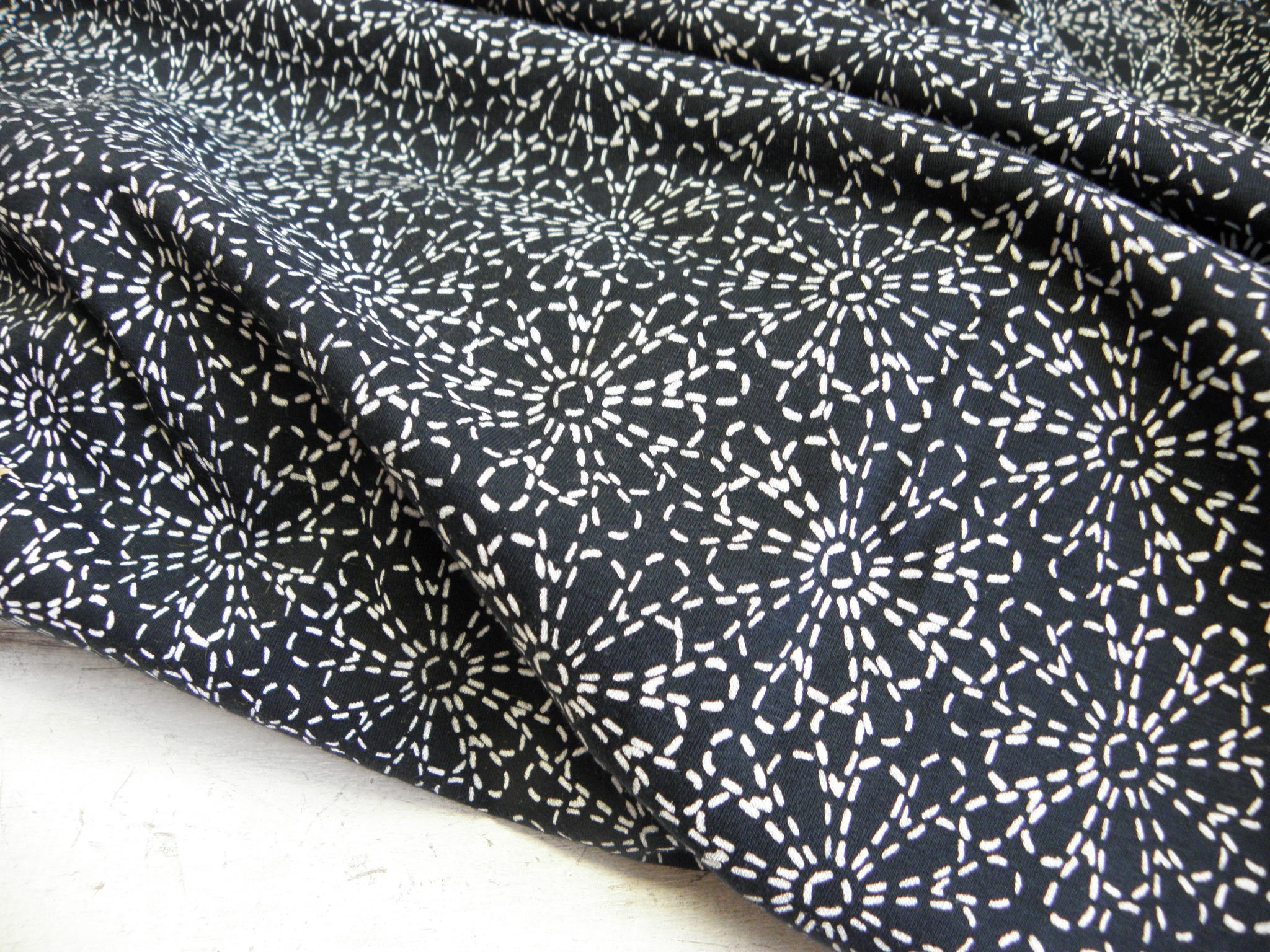 PLETENINA - JERSEY - ČERNÁ + BÍLÁ