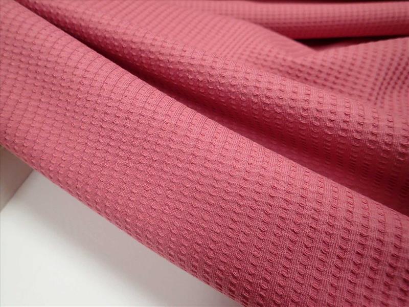 látka - WAFFLE - STARORŮŽOVÁ - JERSEY