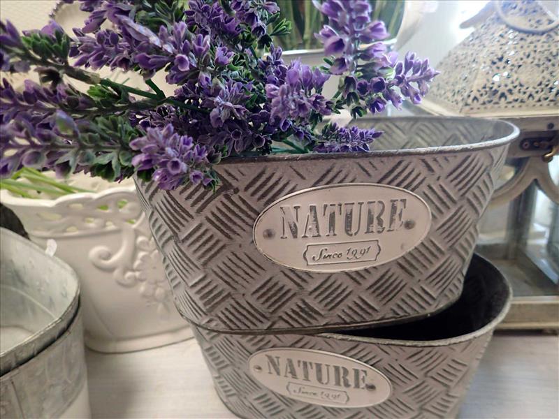 dekorace - PLECHOVÝ KVĚTINÁČ - OVÁLNÝ