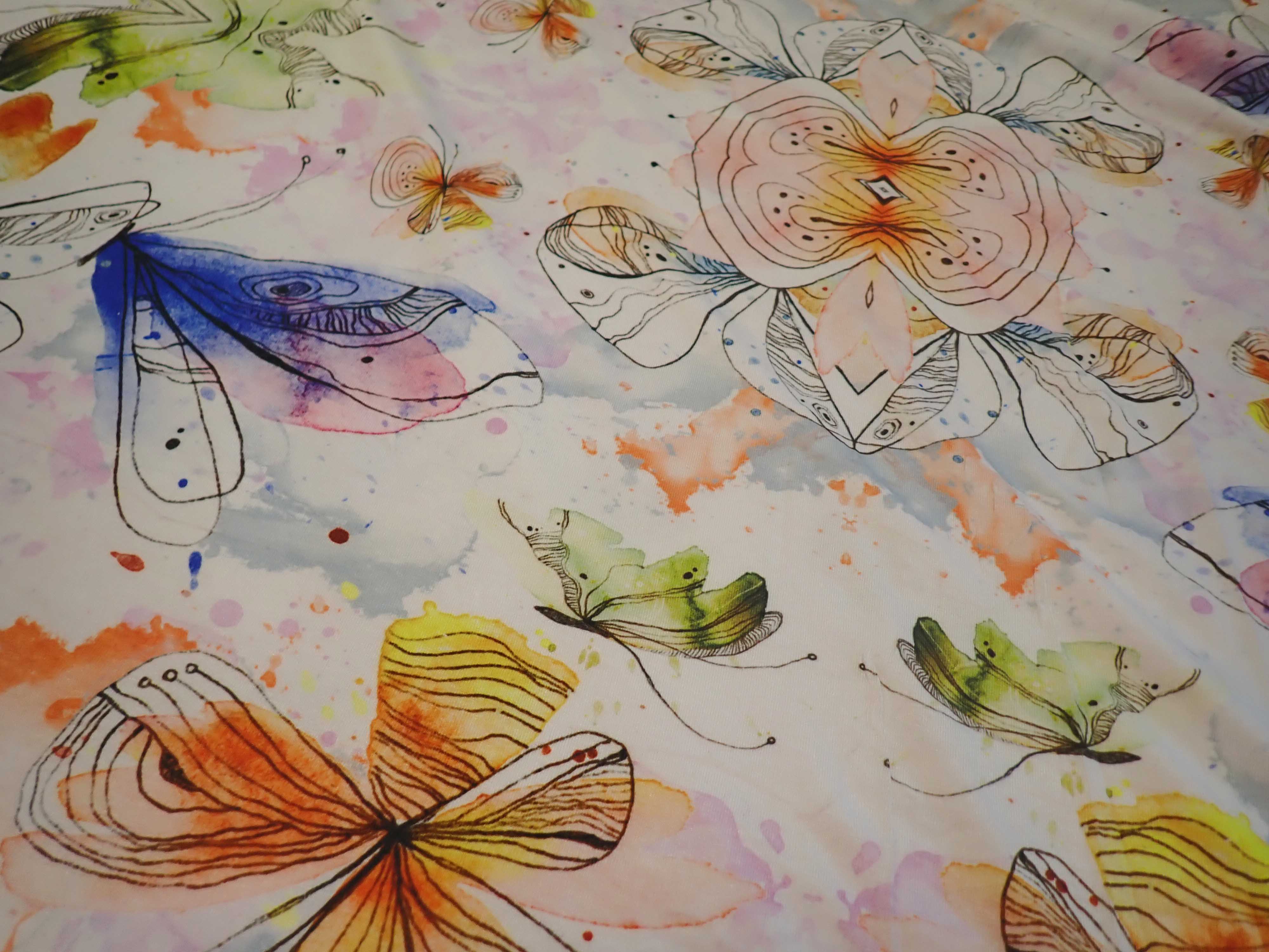 VISKÓZOVÝ ÚPLET - MOTÝLCI - FOTOTISK