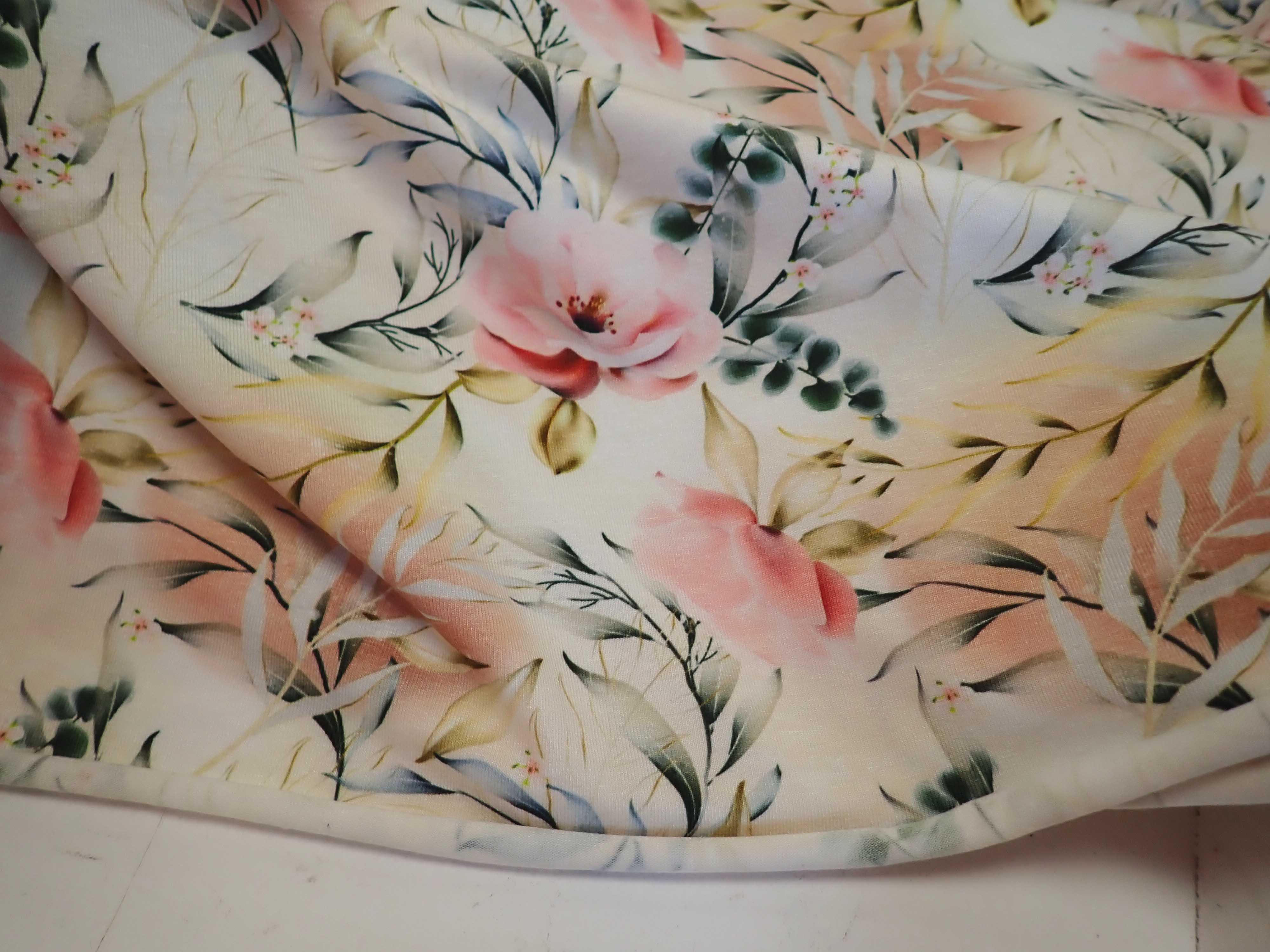 VISKÓZOVÝ ÚPLET - KVĚTY + LISTY - FOTOTISK