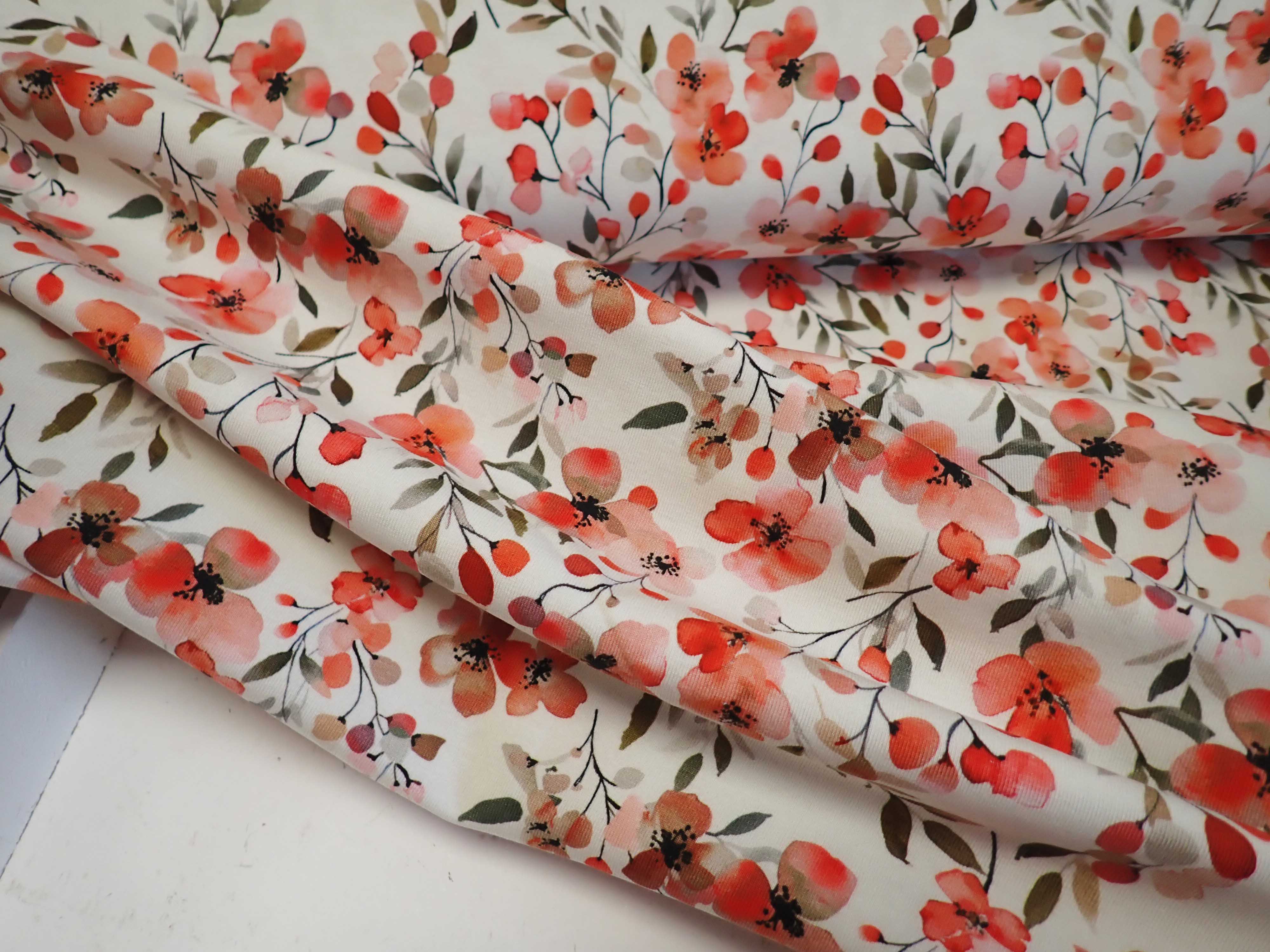 PLETENINA - JERSEY - FOTOTISK - KVĚTY