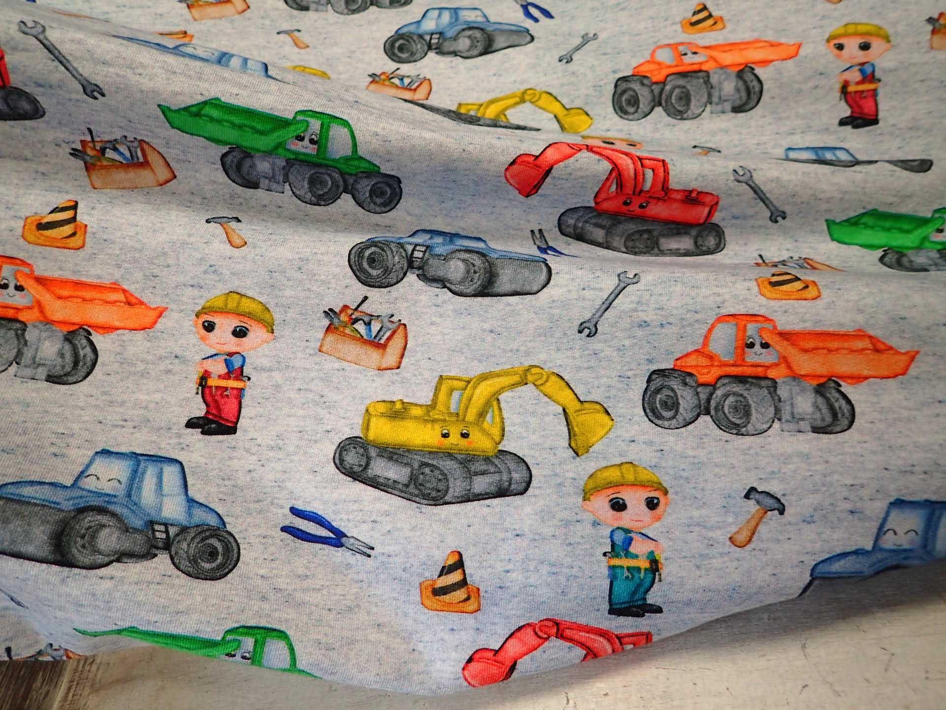 LÁTKA - TEPLÁKOVINA - FOTOTISK - BAGR + VÁLEC + JEŘÁB