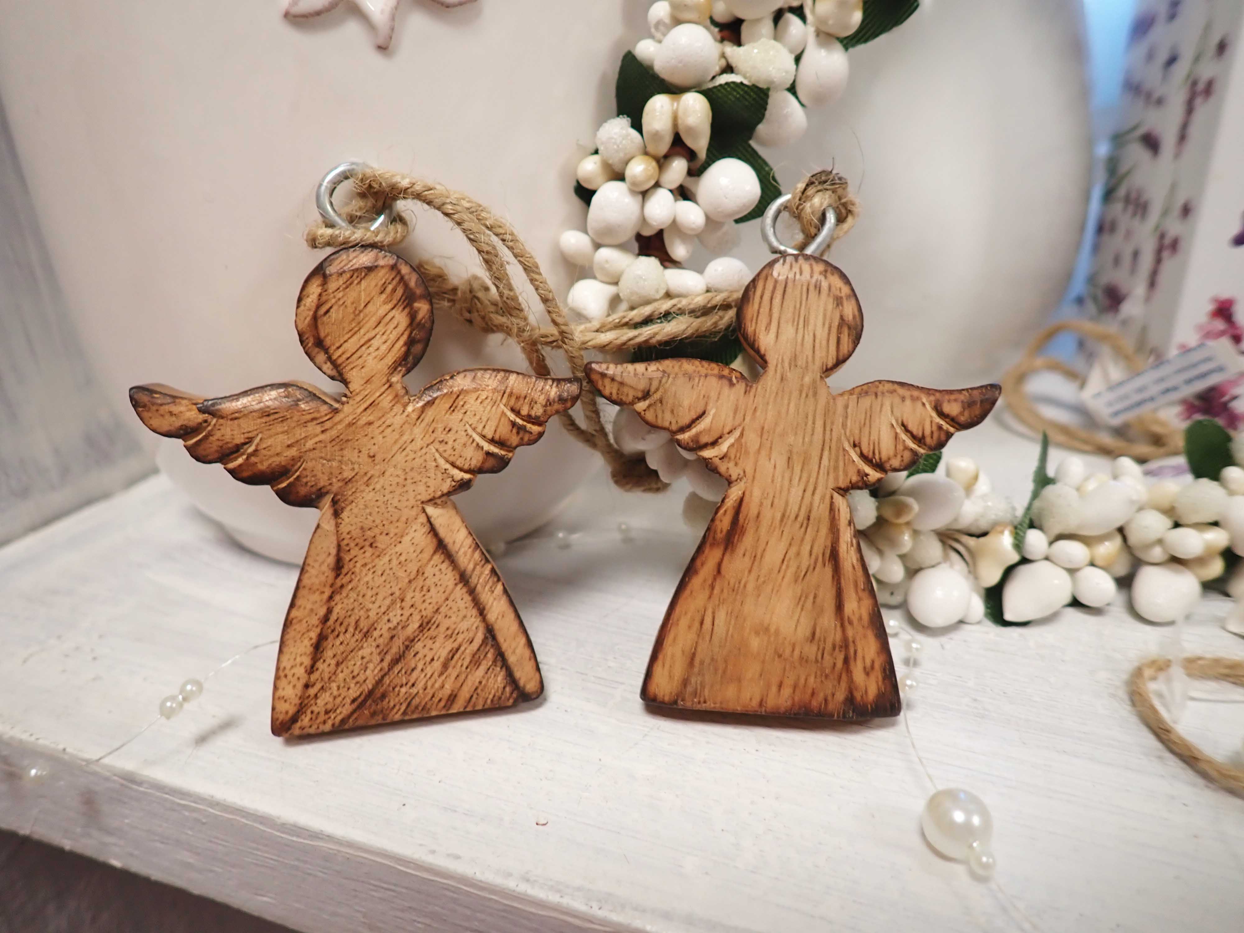 DEKORACE - DŘEVĚNÉ SRDÍČKO - ANDÍLEK