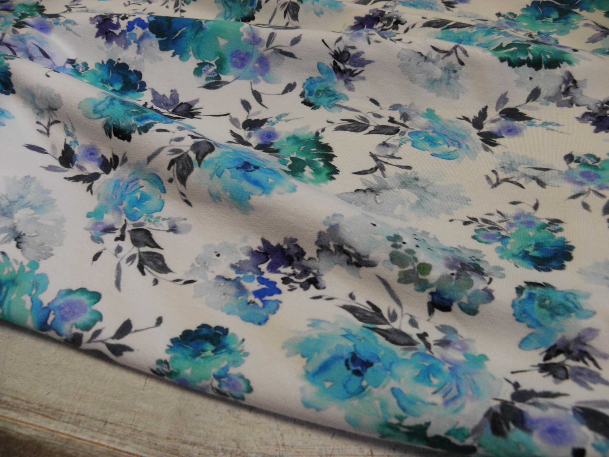 PLETENINA - JERSEY - TYRKYSOVÉ KVĚTY