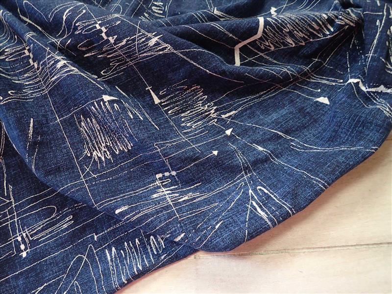 TEPLÁKOVINA - DŽÍNOVĚ MODRÁ + BÍLÉ ČÁRY