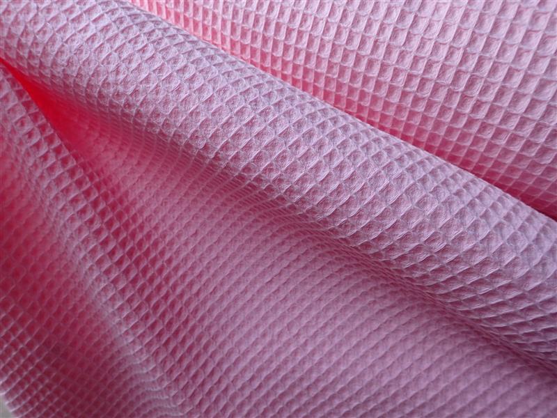 látka - WAFFLE - SVĚTLE RŮŽOVÁ