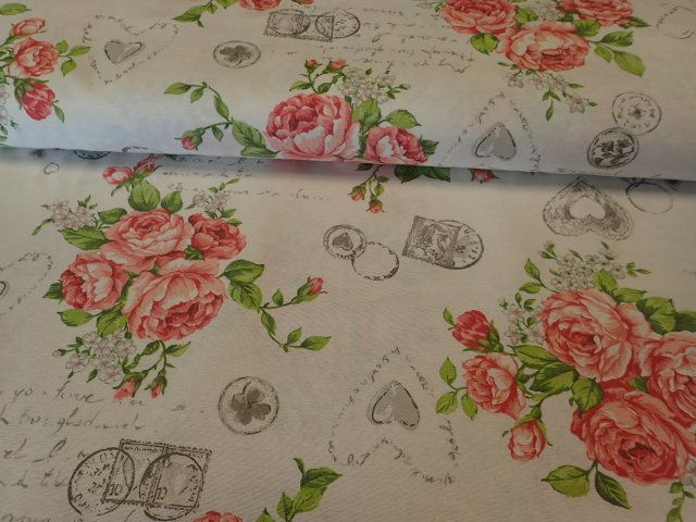 LÁTKA - REŽNÁ + RŮŽIČKY + PÍSMO + SRDÍČKA