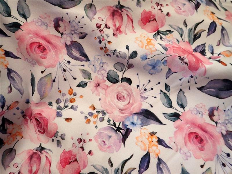 PLETENINA - JERSEY - FOTOTISK - RŮŽIČKY