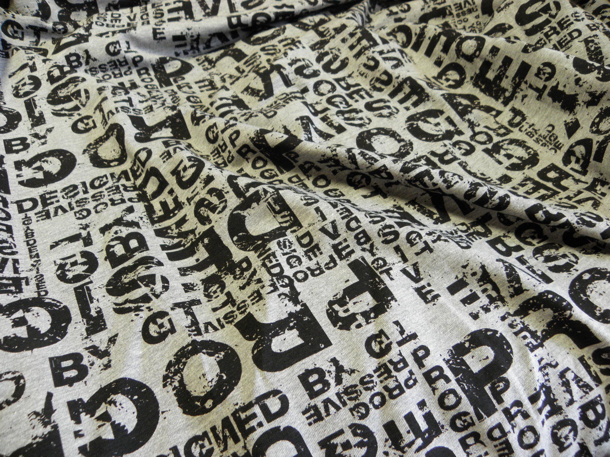 PLETENINA - JERSEY - ŠEDÁ + PÍSMO