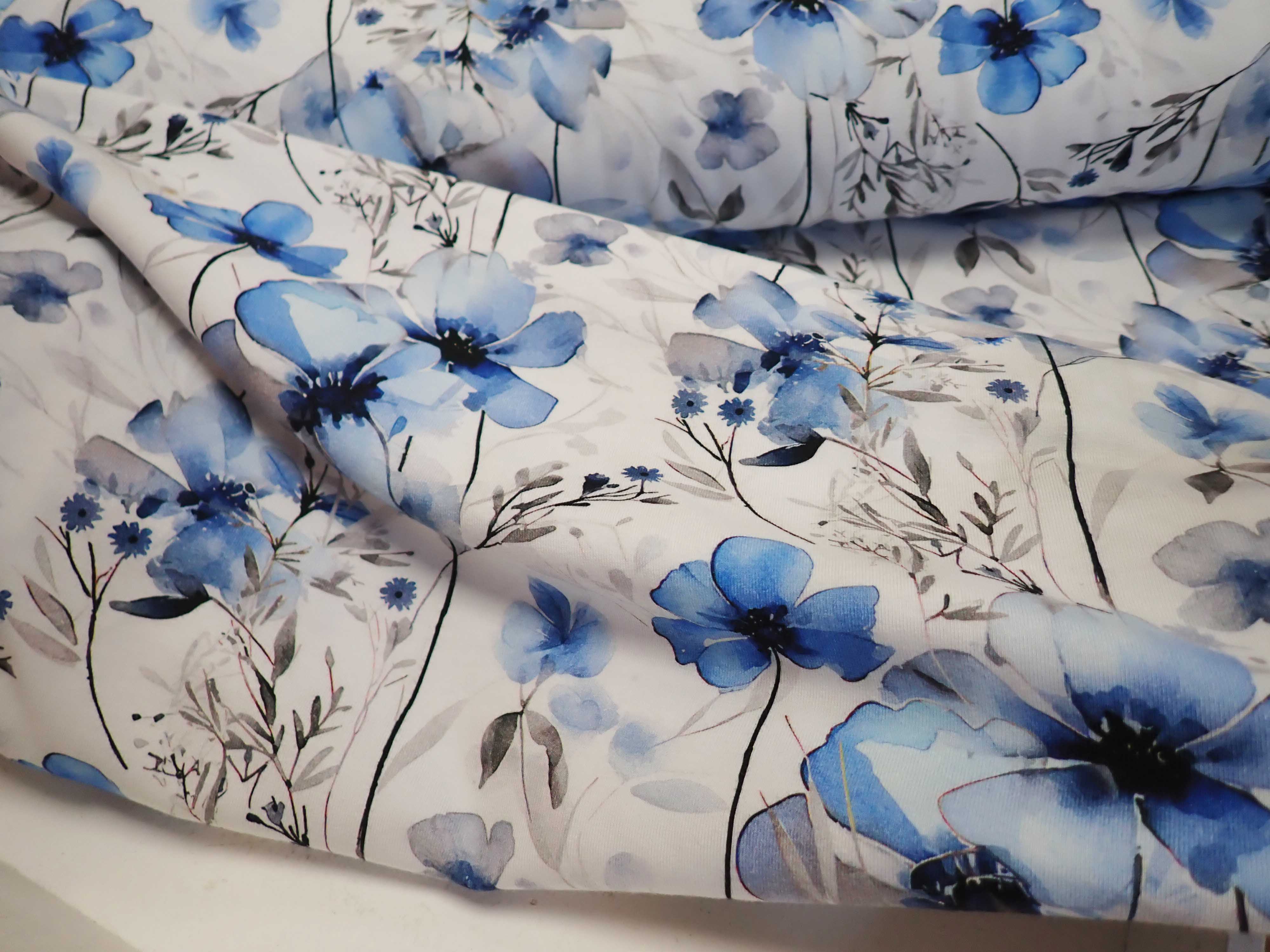 PLETENINA - JERSEY - FOTOTISK - KVĚTY