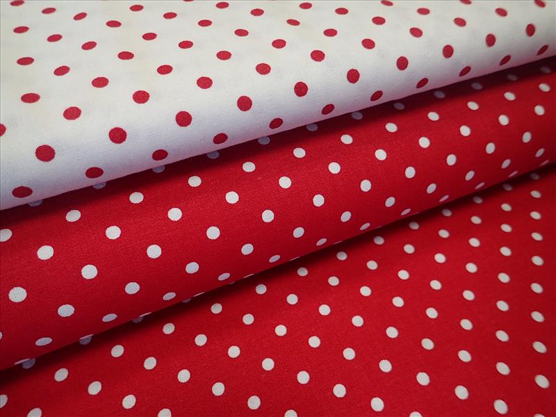 LÁTKA - BÍLÁ + ČERVENÉ PUNTÍKY