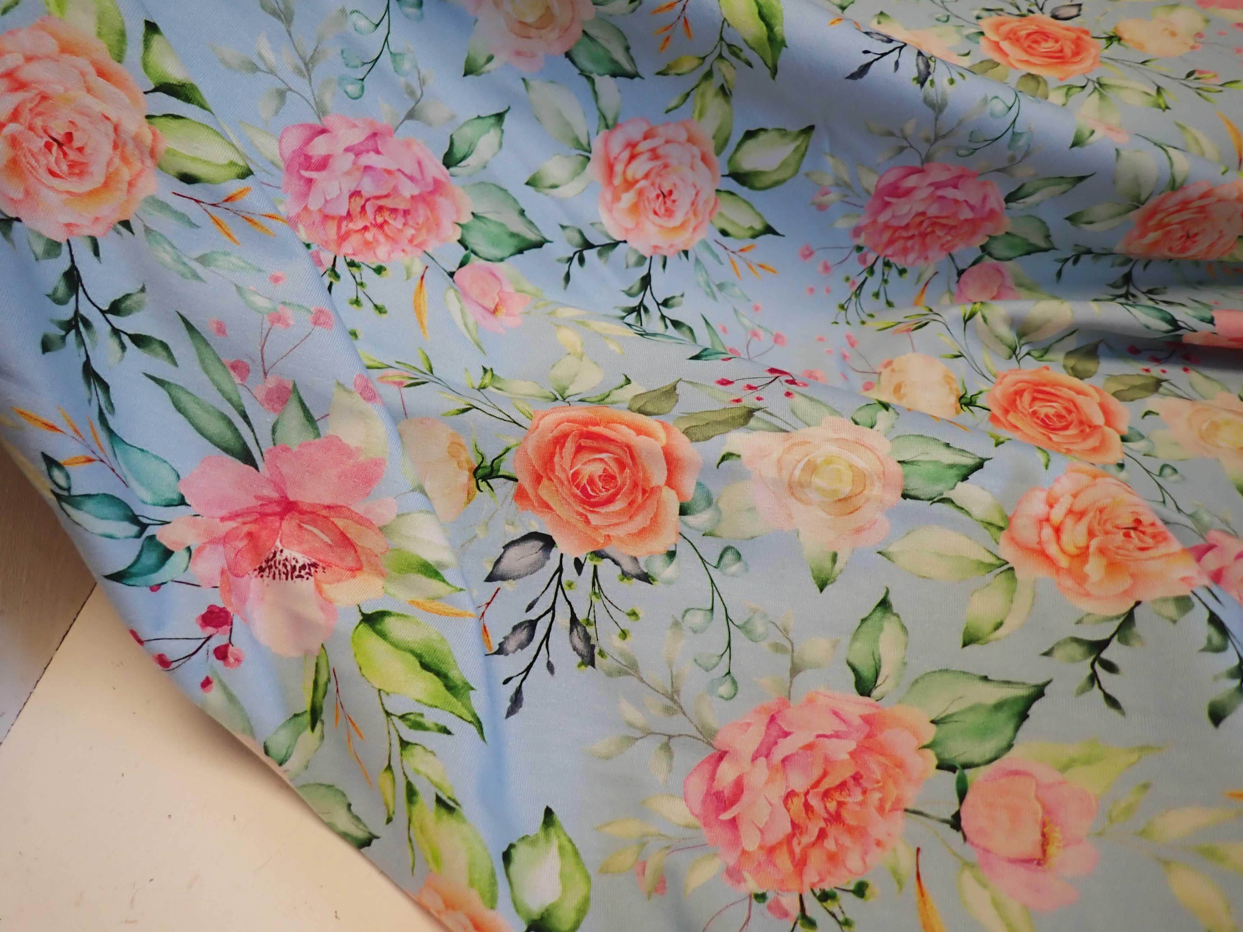 PLETENINA - JERSEY - FOTOTISK - KVĚTY