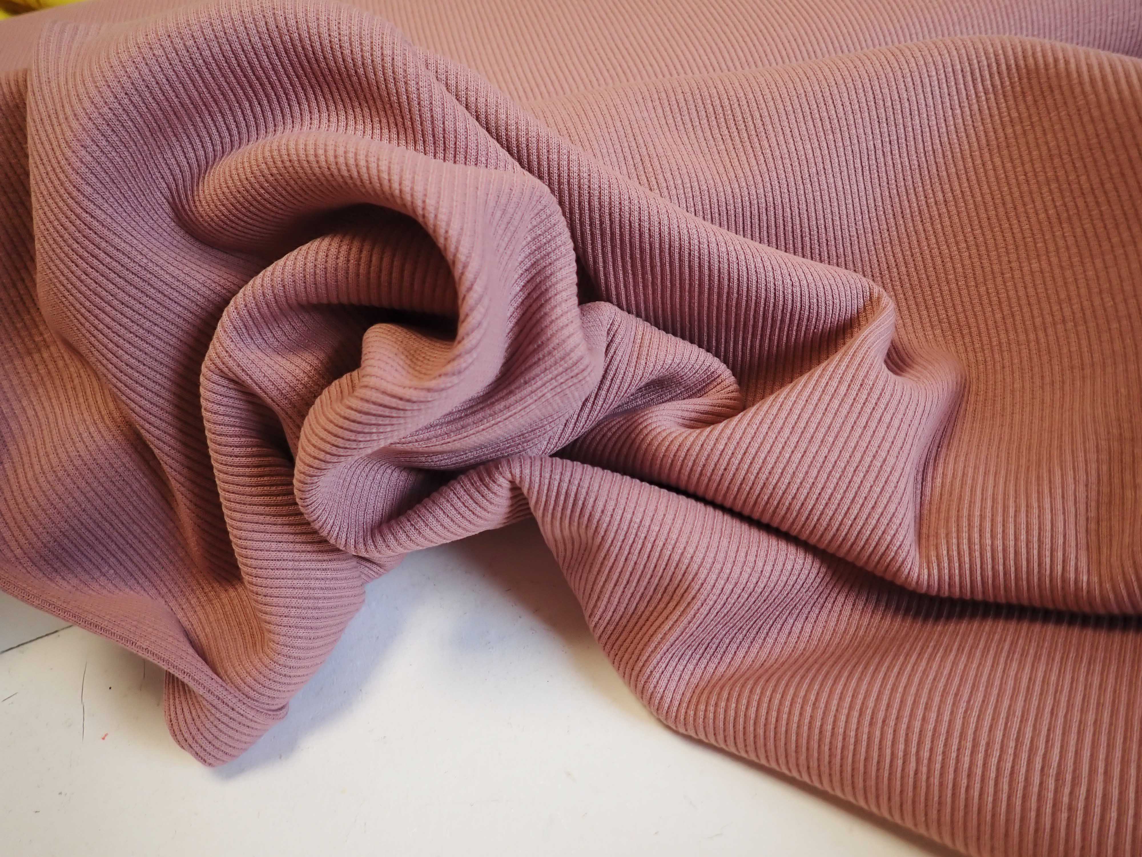 PLETENINA - JERSEY - ŽEBROVANÁ - STARORŮŽOVÁ