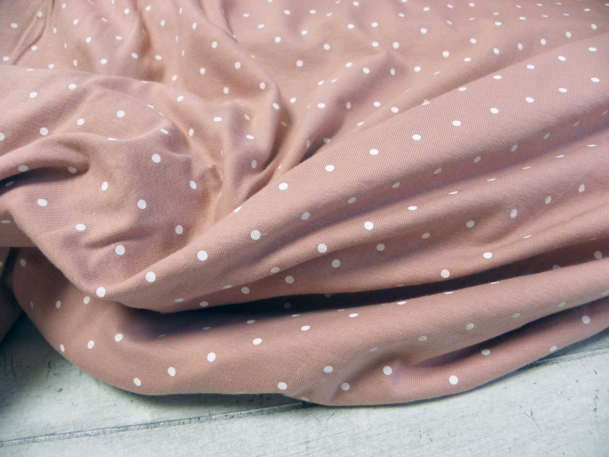 PLETENINA - JERSEY - STARORŮŽOVÝ PUNTÍK