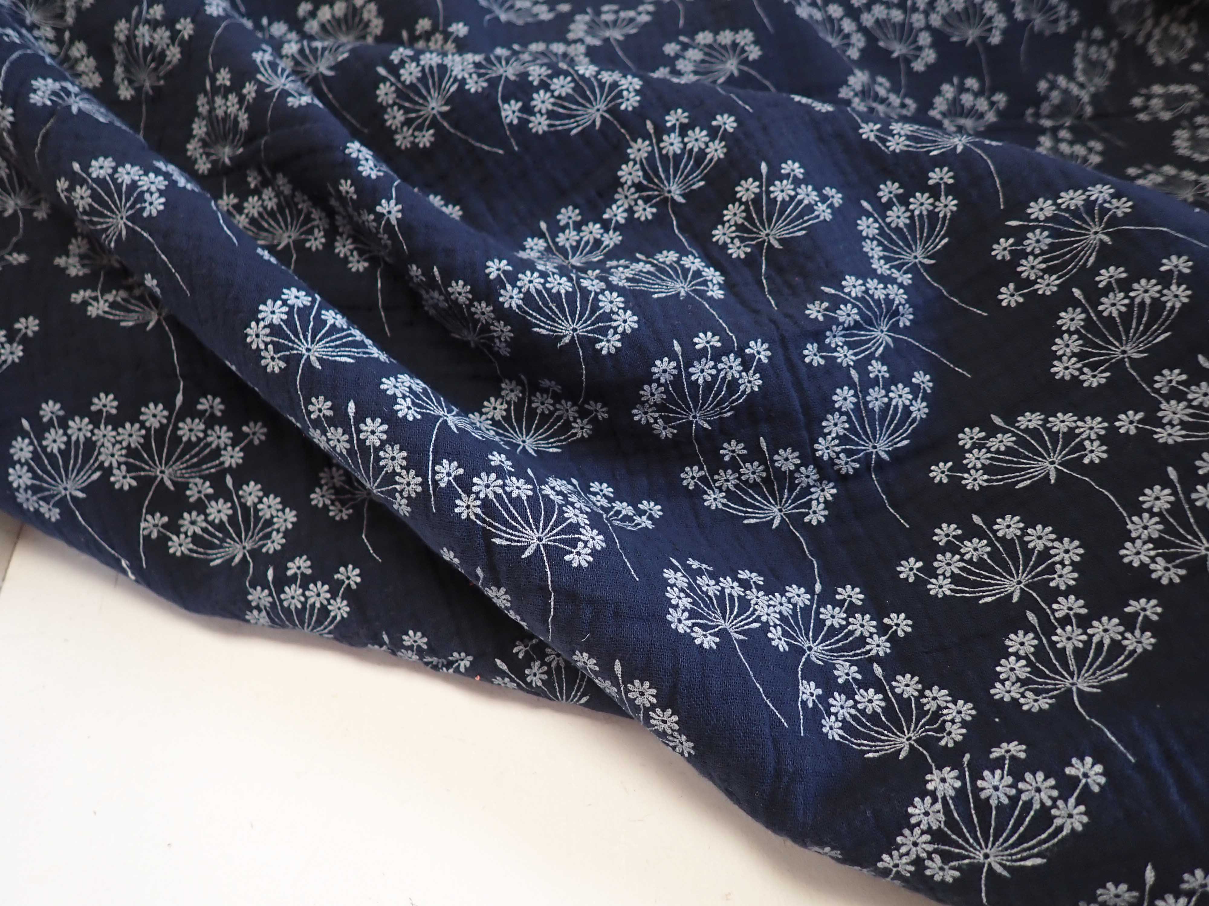 DVOJITÁ GÁZOVINA - MUŠELÍN - TMAVĚ MODRÁ + CHMÝŘÍ