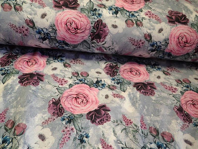 PLETENINA - JERSEY - FOTOTISK - RŮŽE