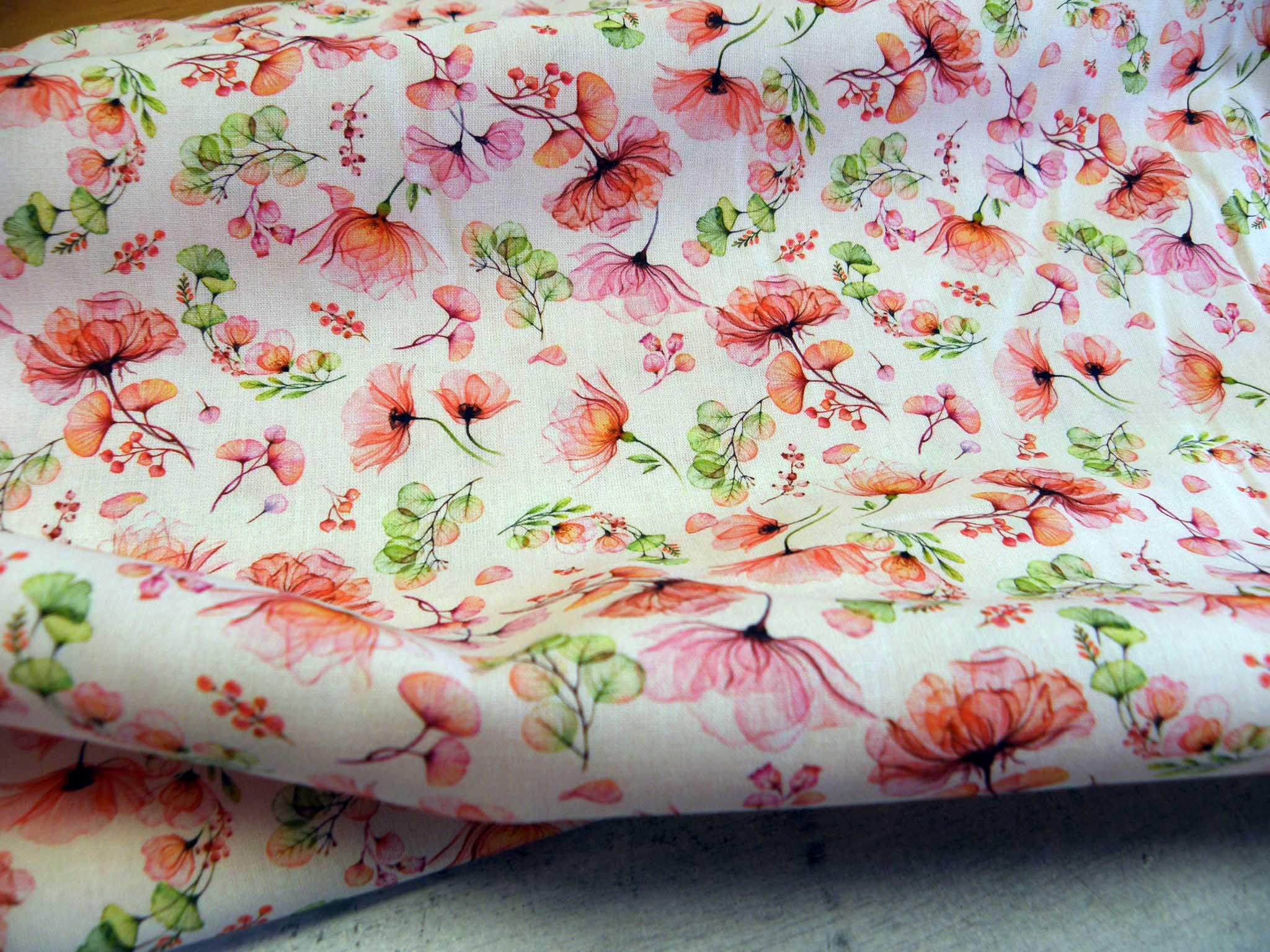 LÁTKA - POPELÍN - KVĚTY