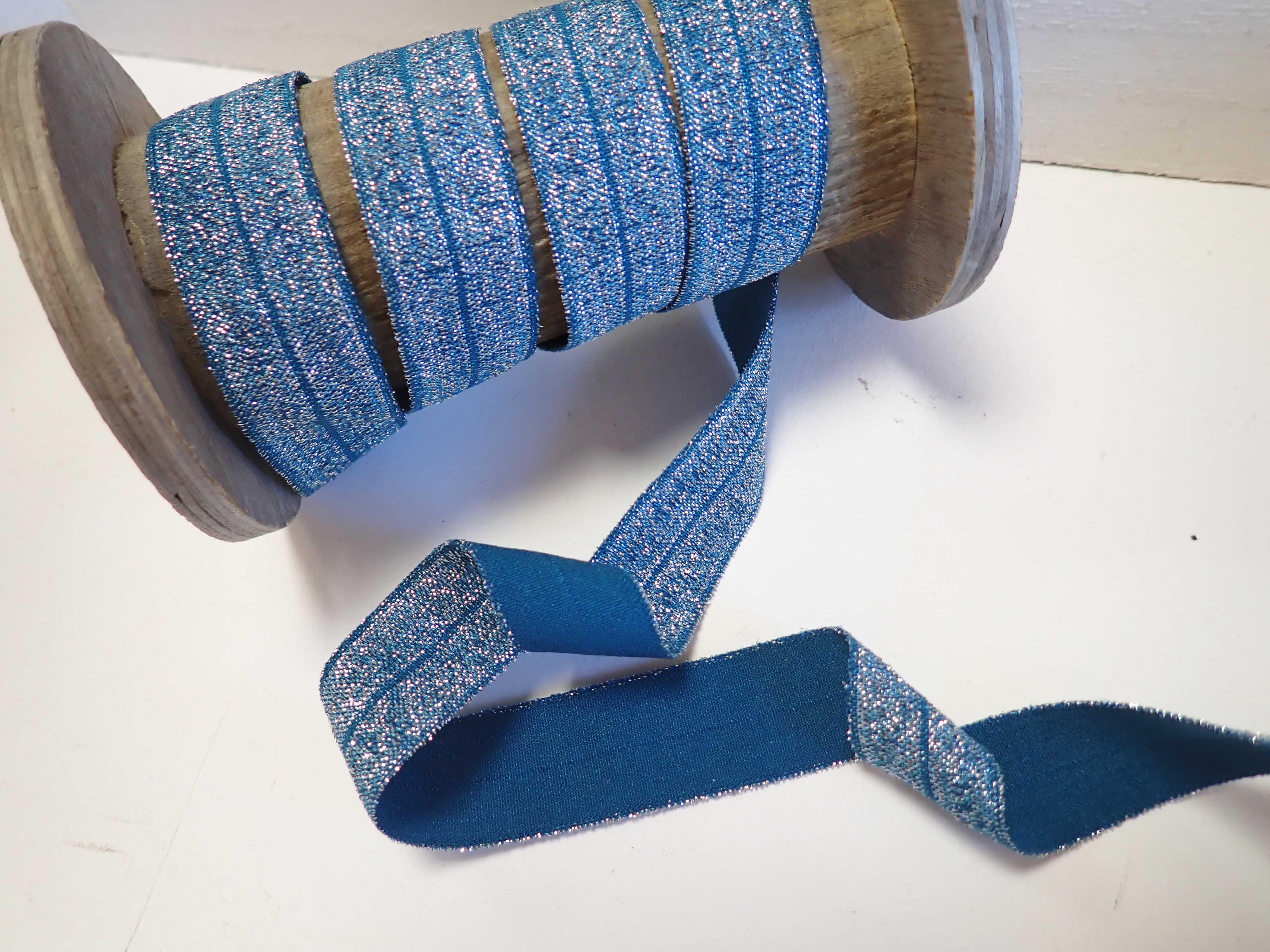 ELASTICKÝ ŠIKMÝ PROUŽEK - PETROLEJOVÝ S GLITRY