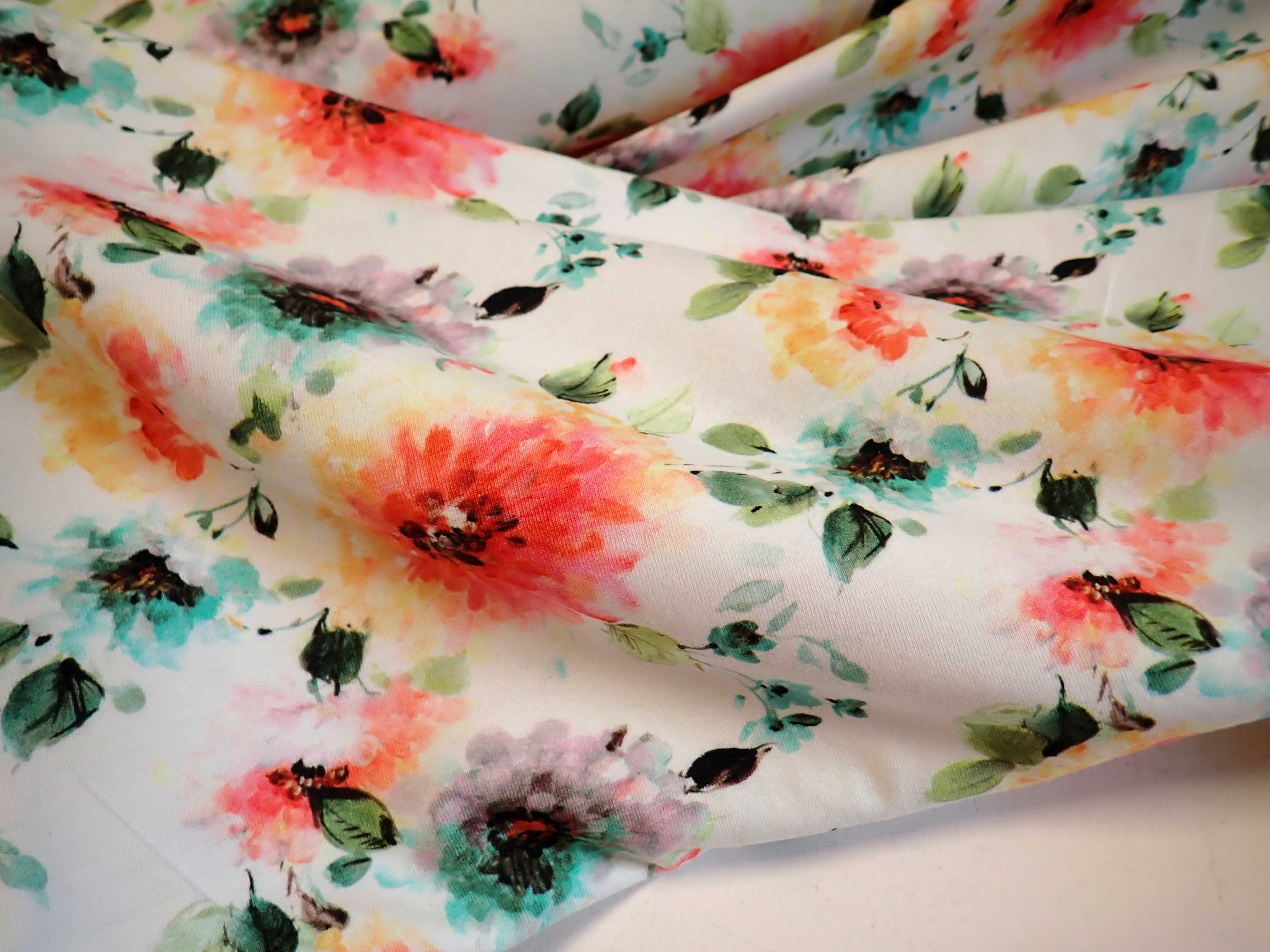 PLETENINA - JERSEY - FOTOTISK - KVĚTY