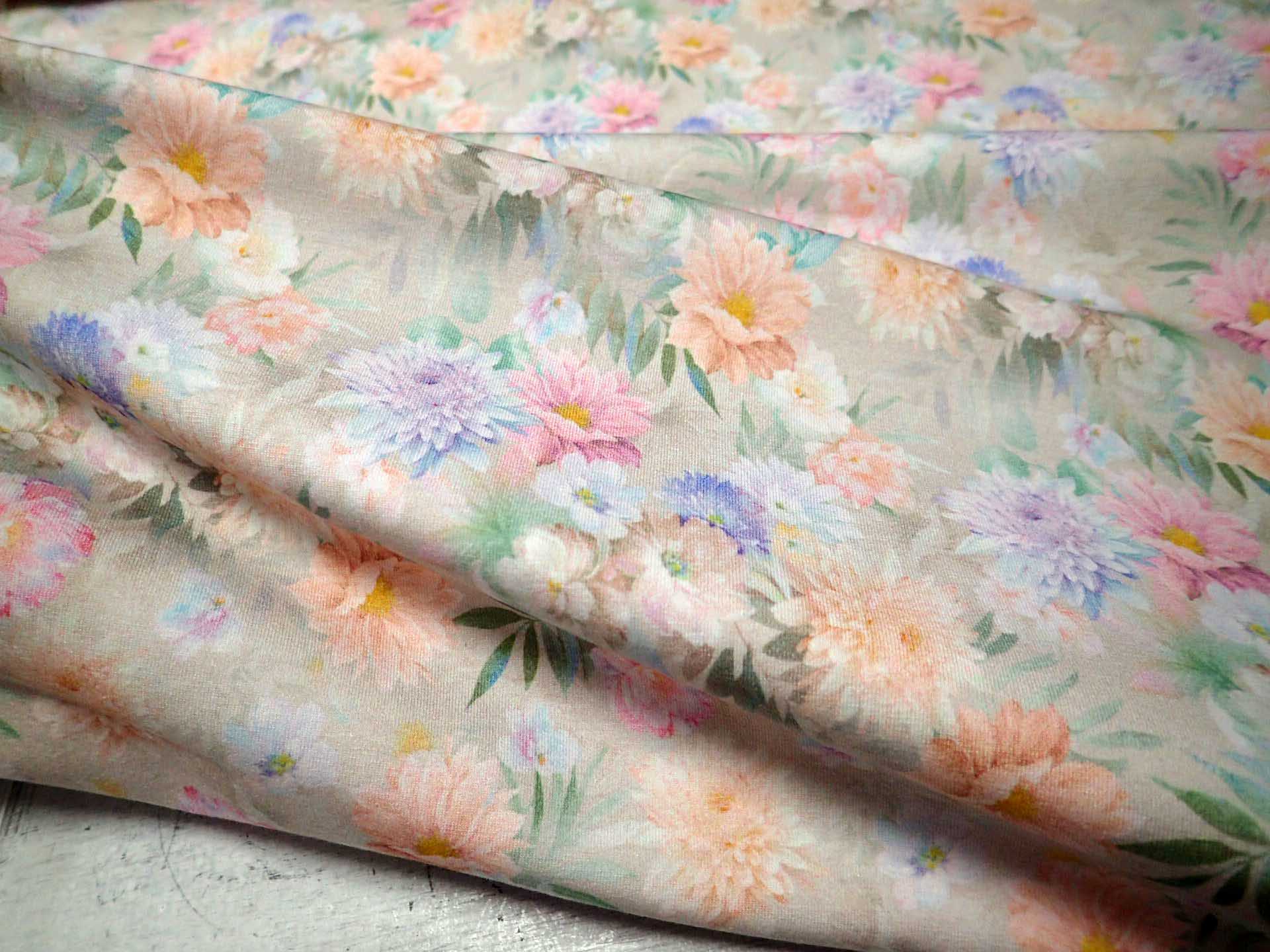 LÁTKA - PLETENINA - FOTOTISK - KVĚTY